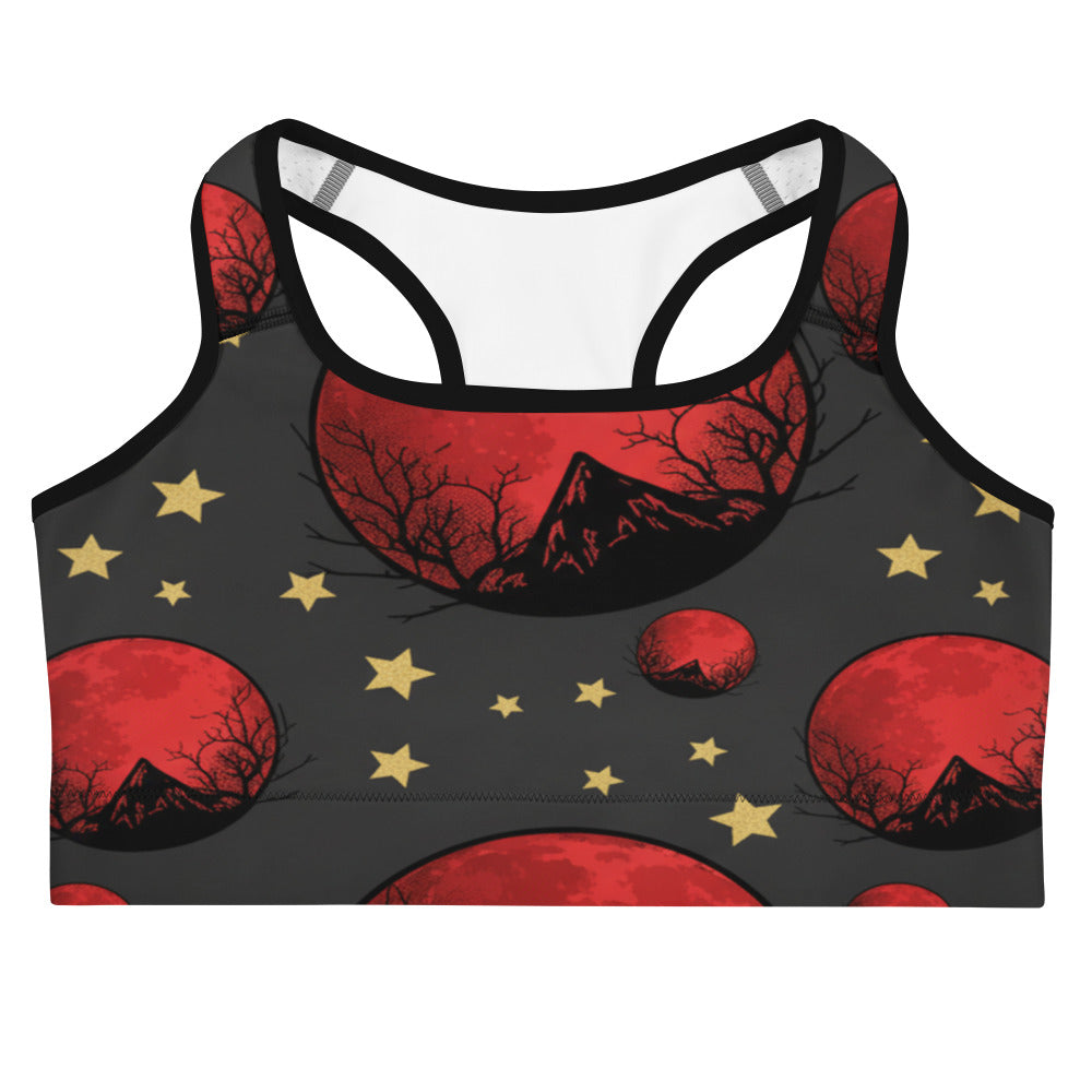Women's blood moon sports bra front view