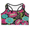 Women's sugar skull botanica sports bra front view