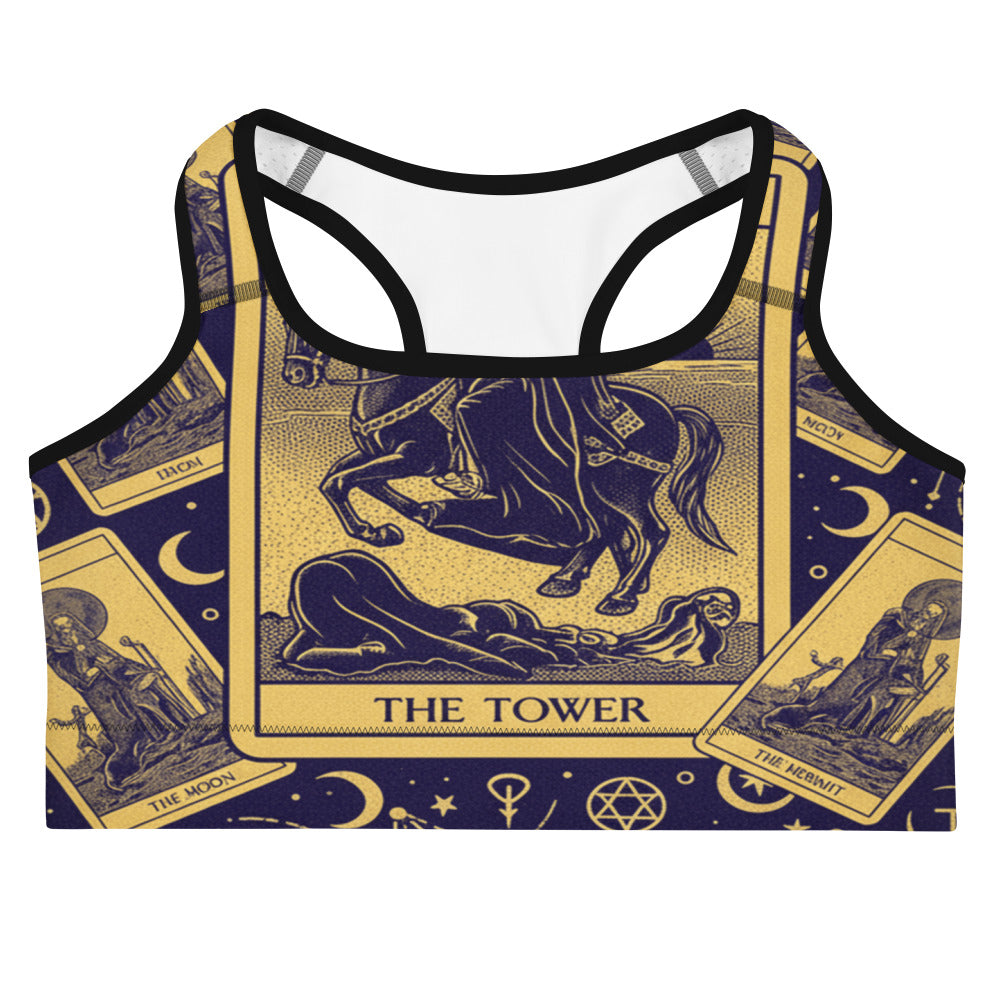 Women's tarot card major arcana sports bra front view