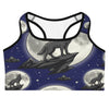 Women's wolf howl full moon sports bra front view