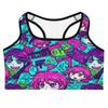 Anime Collage Cyberpunk Sports Bra from GearBunch, featuring a vibrant and colourful anime-inspired design.