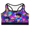 Anime Collage Galaxy Hero Sports Bra, vibrant and bold design, GearBunch Sports Bra