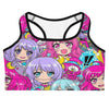 Anime Collage Magical Girl Sports Bra, vibrant anime-inspired design, GearBunch Sports Bra