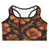 Close-up of the Copper Wildflower Sports Bra from GearBunch, featuring a copper and floral all-over print.