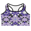 Zellige Amethyst Sports Bra featuring a purple geometric print, high-quality activewear by GearBunch Sports Bra