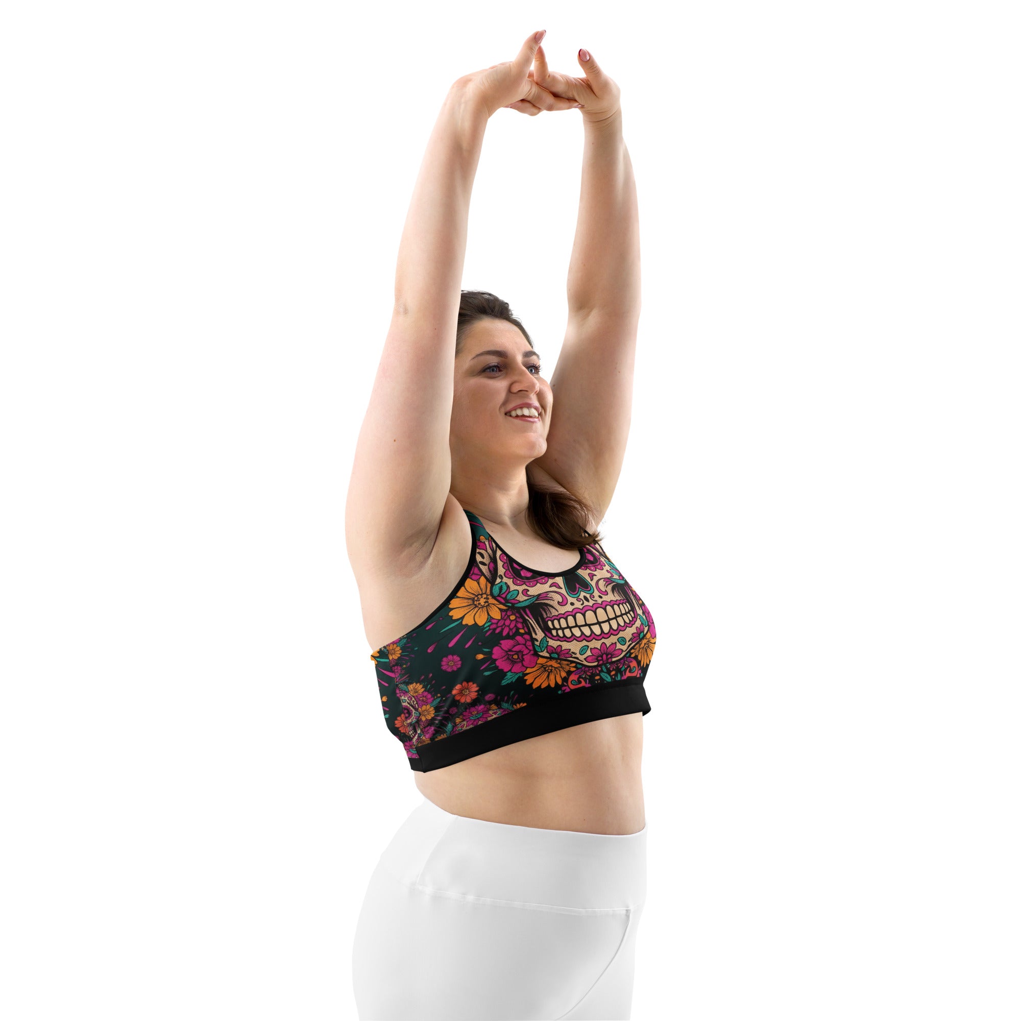 Día de los Muertos Marigold Sports Bra | GearBunch
