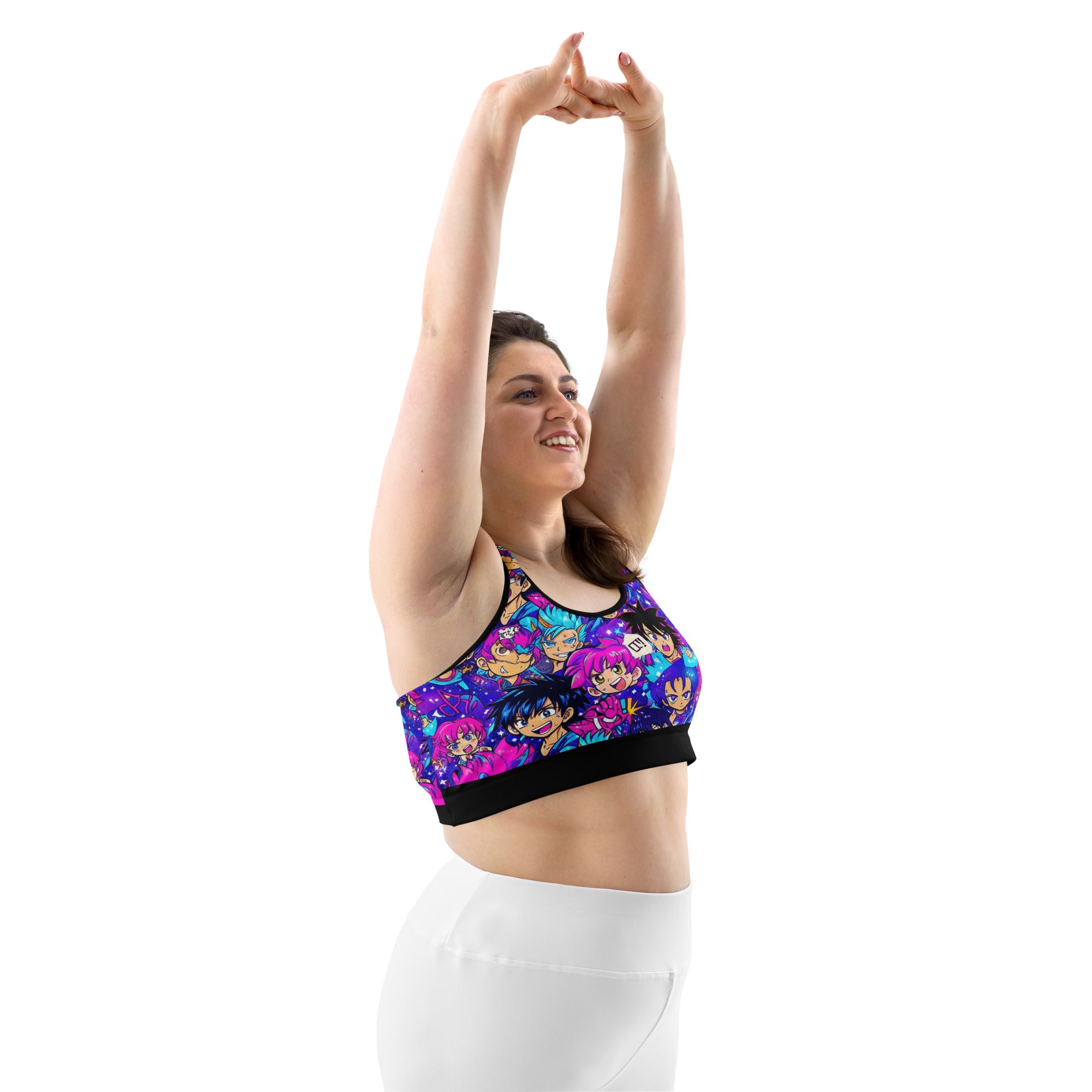 Anime Collage Galaxy Hero Sports Bra | GearBunch