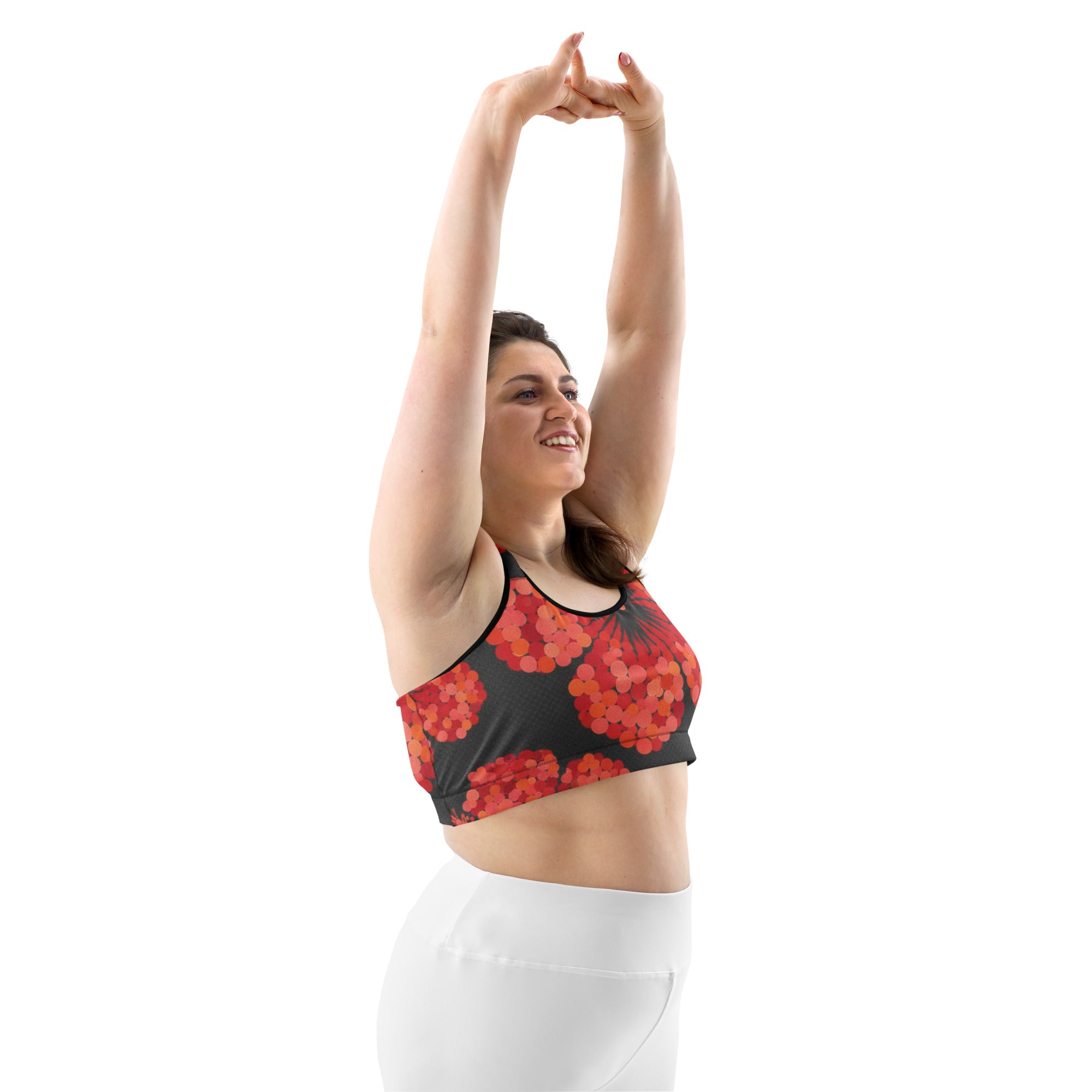 Scarlet Hibiscus Sports Bra | GearBunch