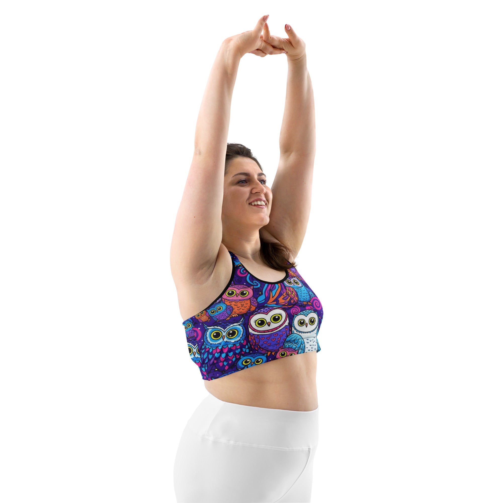 Vibrant Owl Night Sports Bra | GearBunch