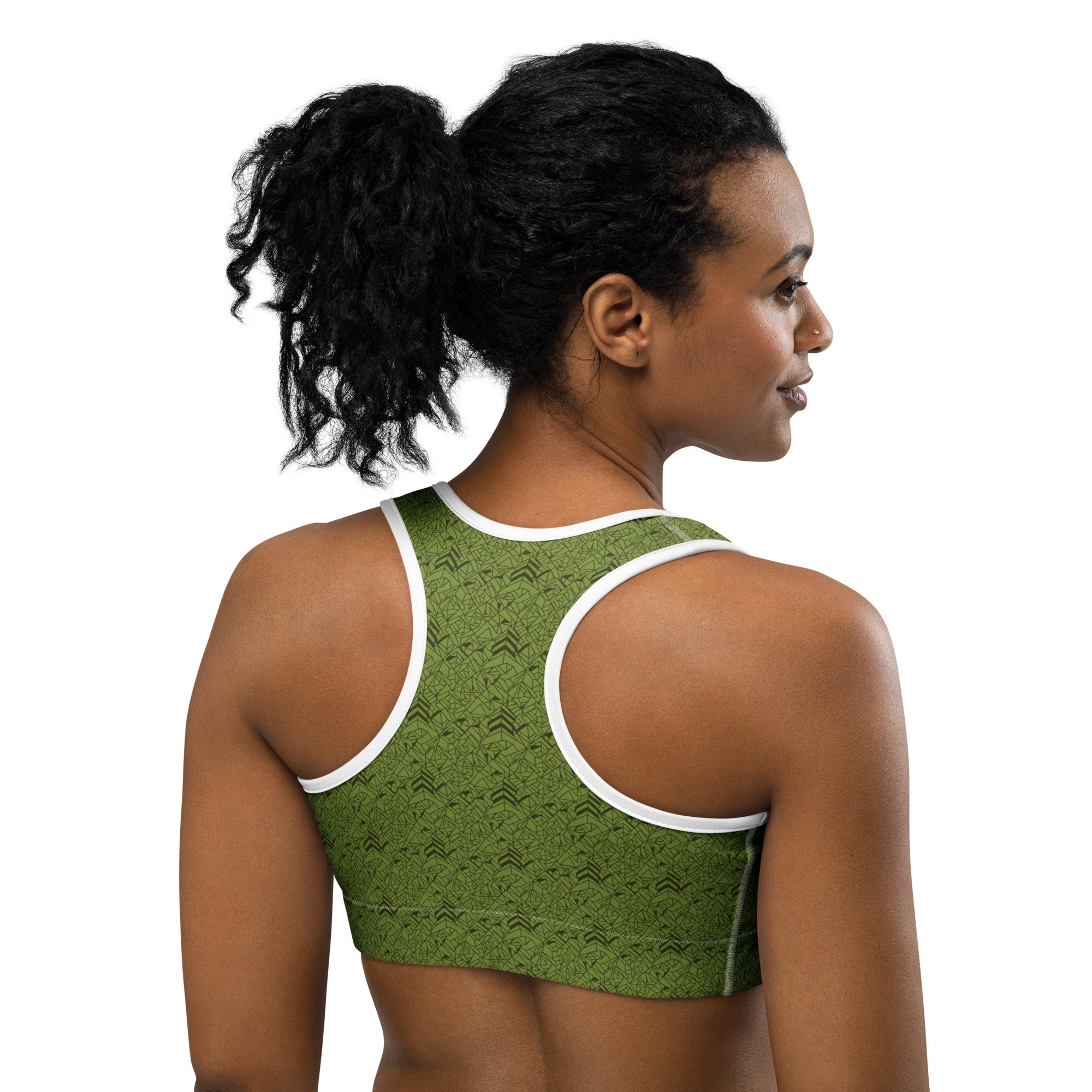 Velvet Olive Green Sports Bra | GearBunch