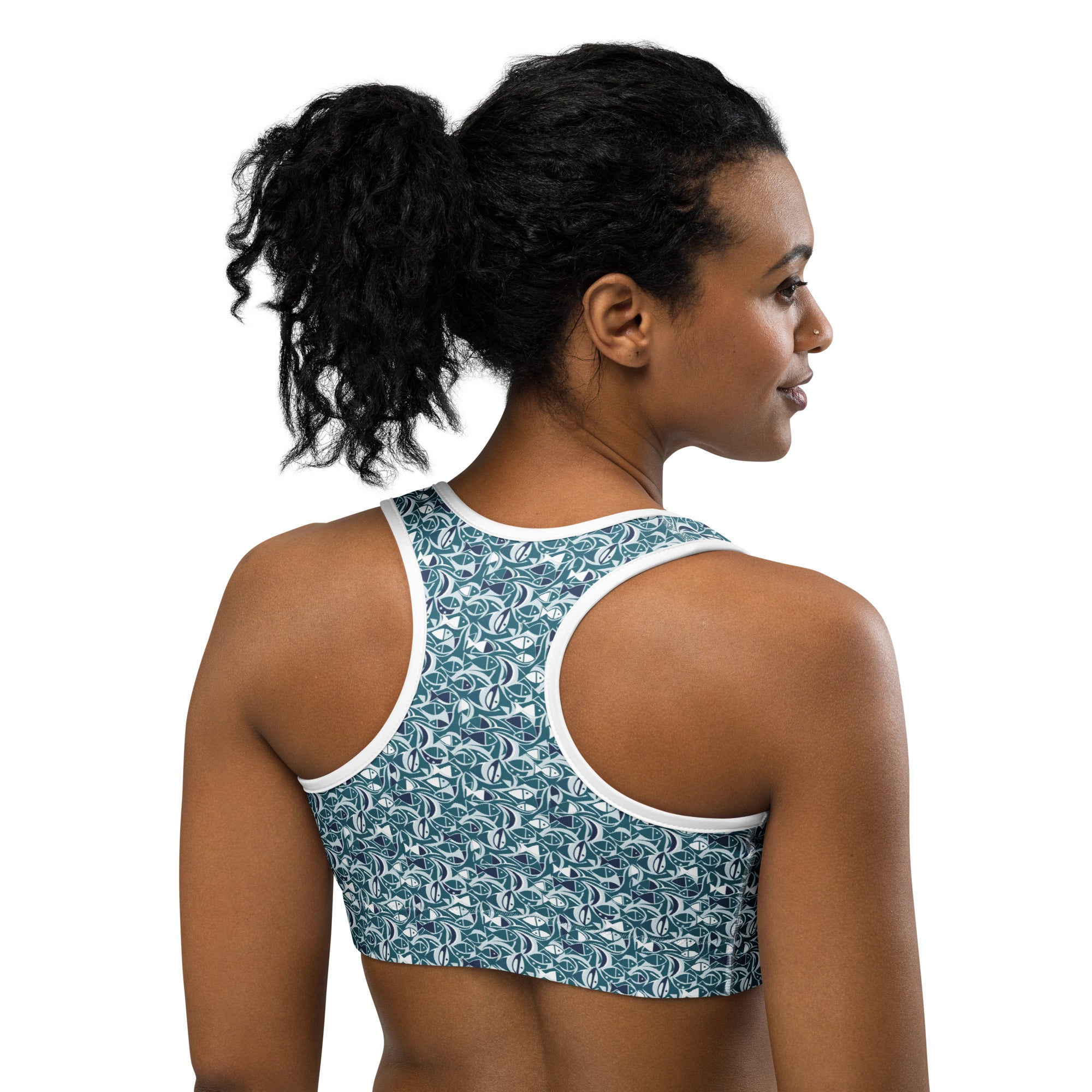 Ichthys Fish and Waves Sports Bra | GearBunch