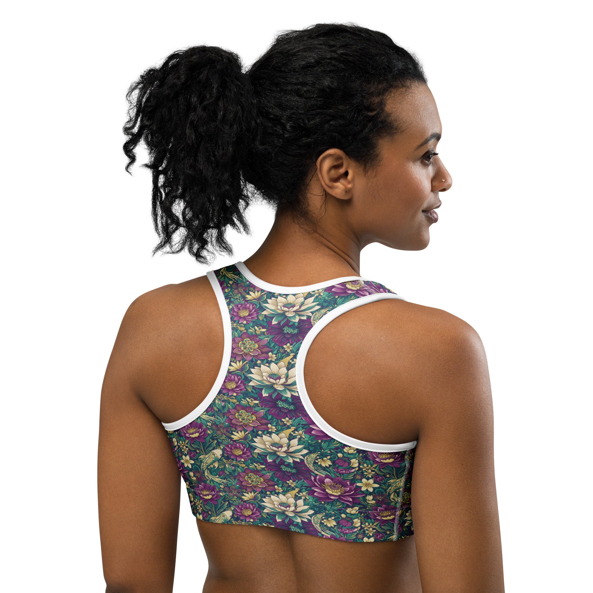 Pisces Koi Floral Sports Bra | GearBunch