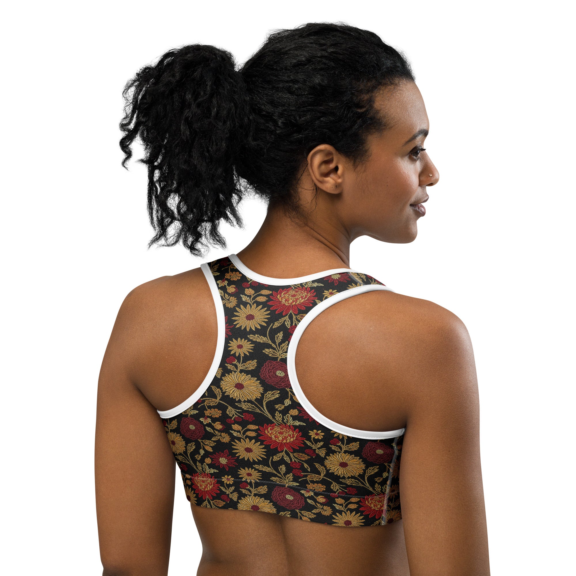 Gold Rose Garden Sports Bra | GearBunch