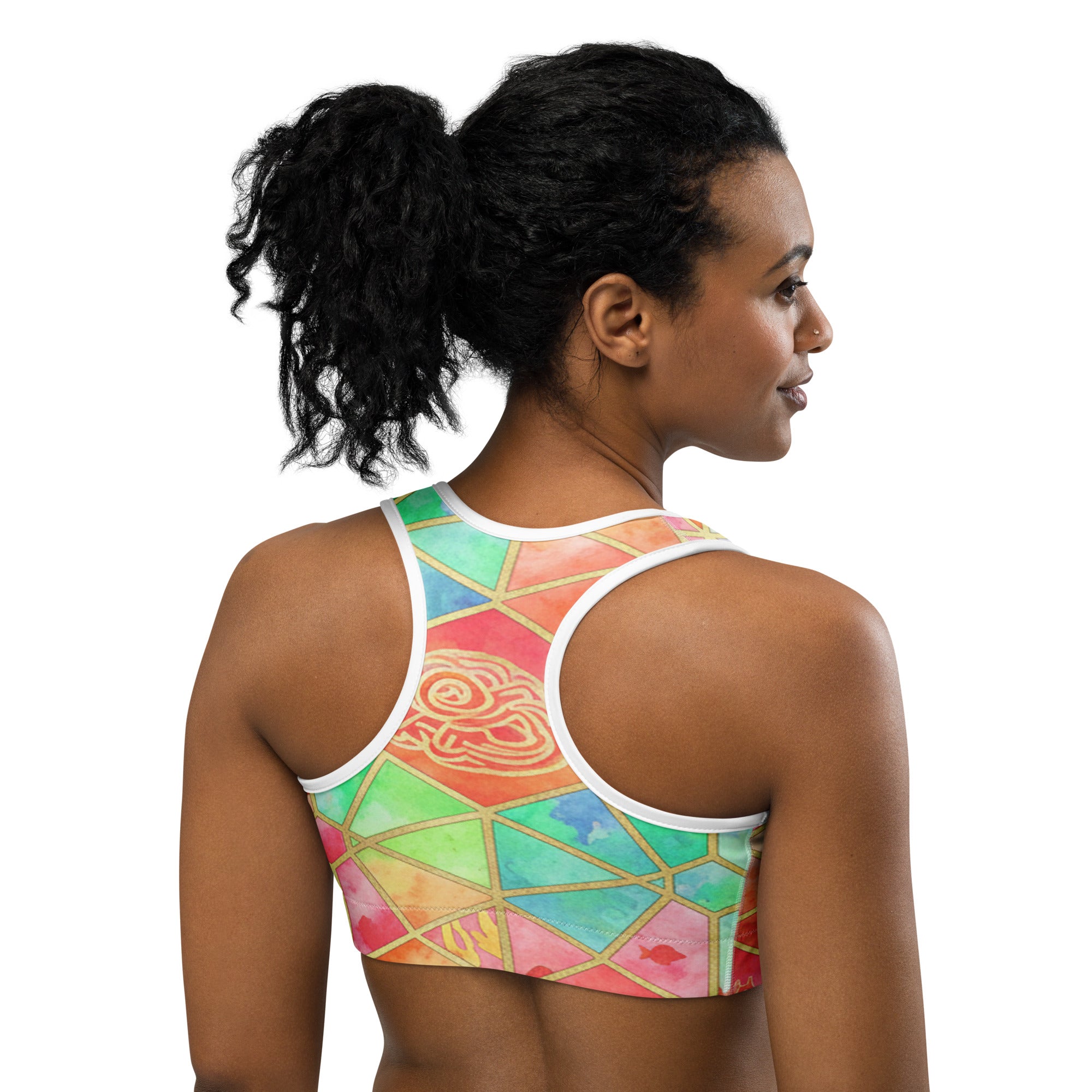 Coral Reef Watercolour Sports Bra | GearBunch