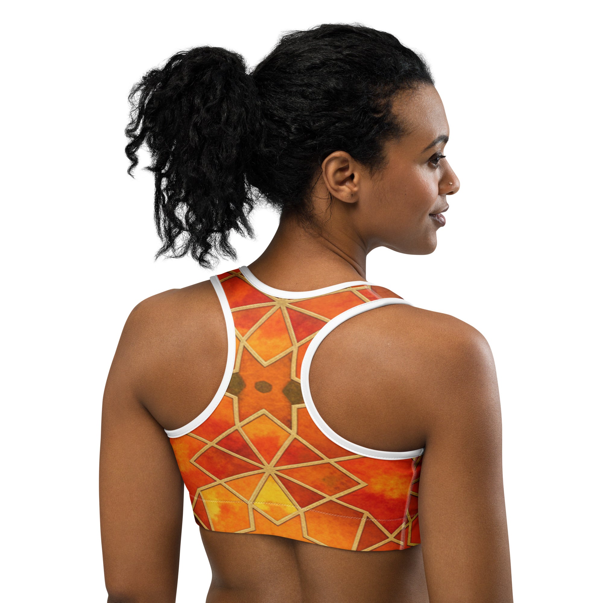 Arabic Watercolour Autumn Spice Sports Bra | GearBunch