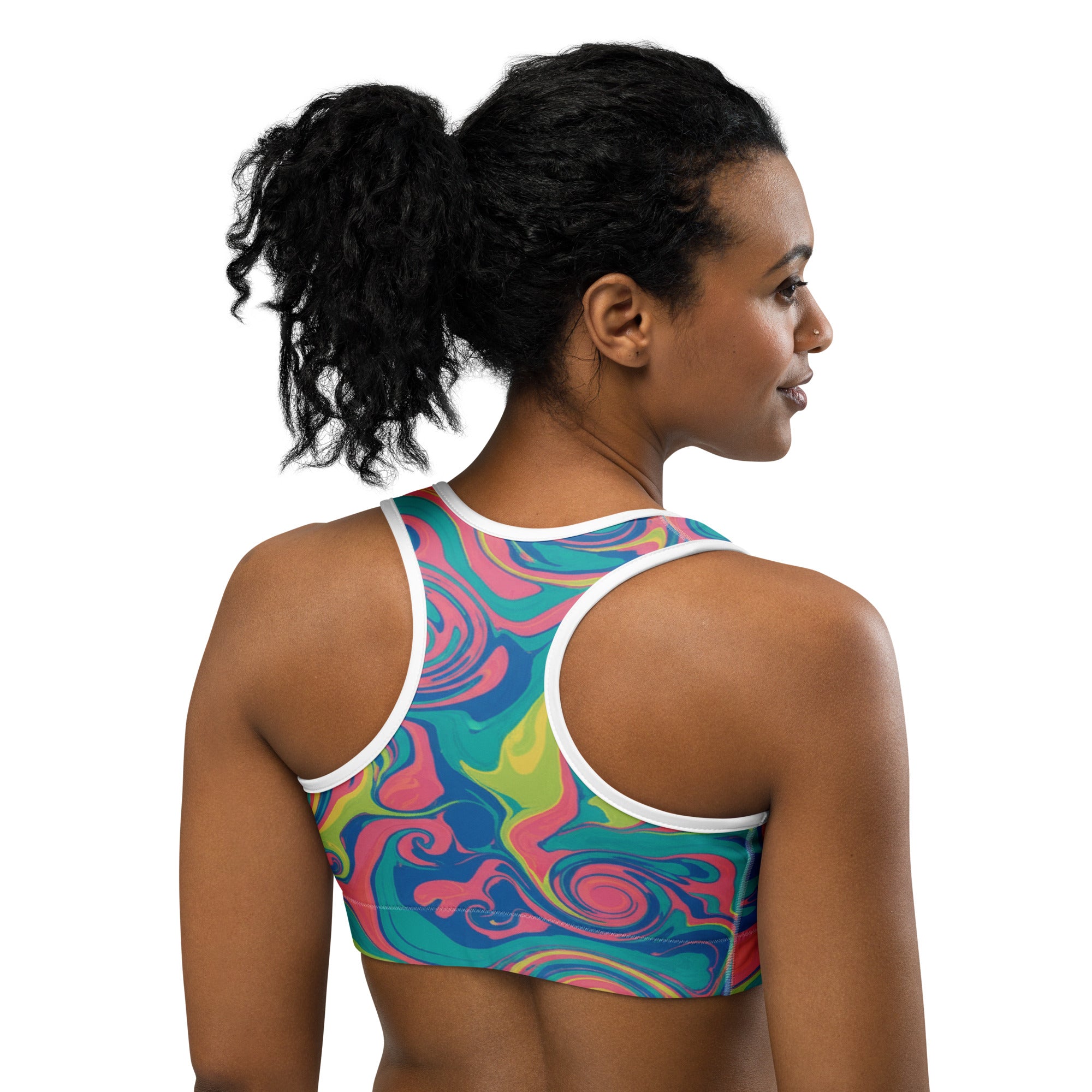 Liquid Marble Tropical Paradise Sports Bra | GearBunch