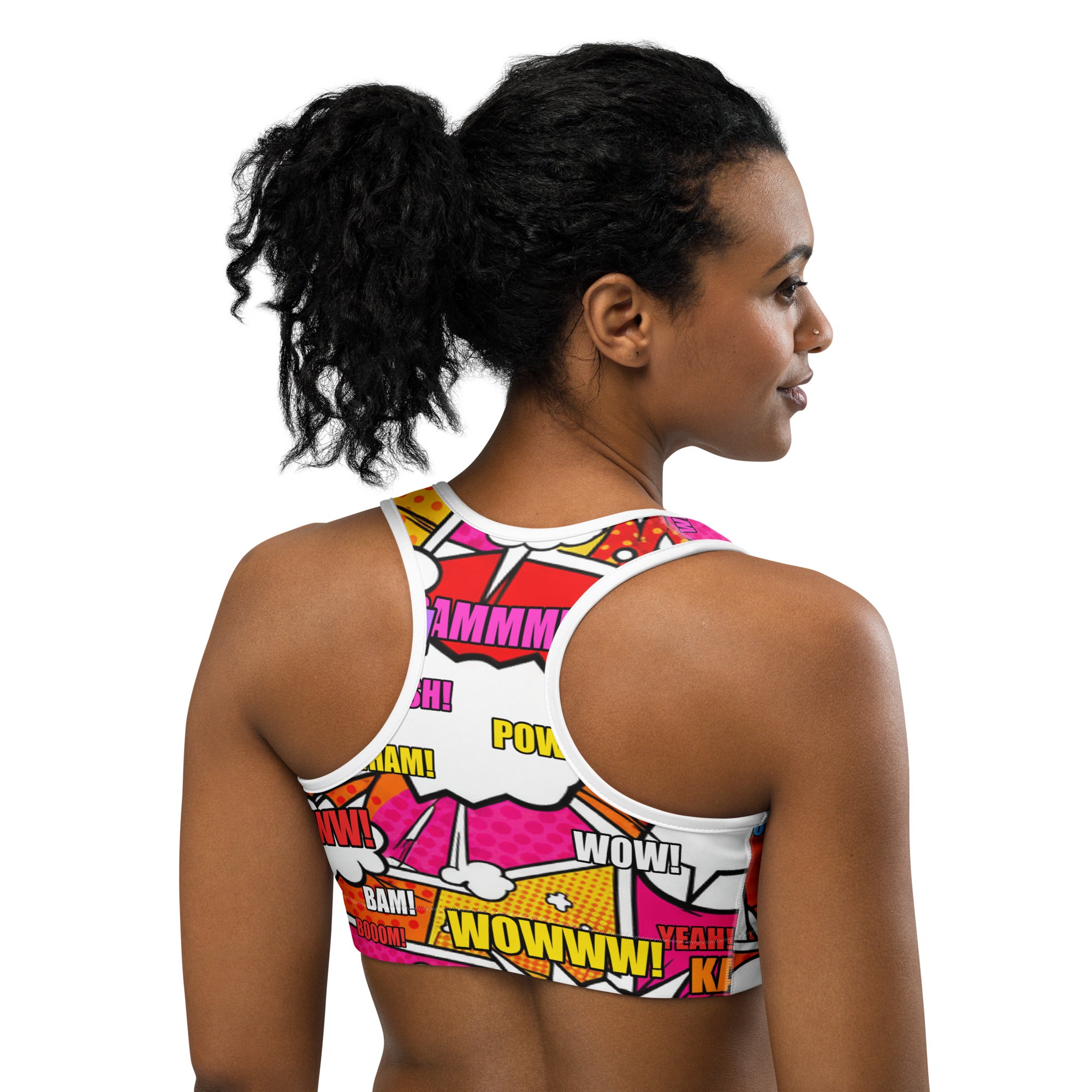 Comic Pop Sunset Orange Sports Bra | GearBunch