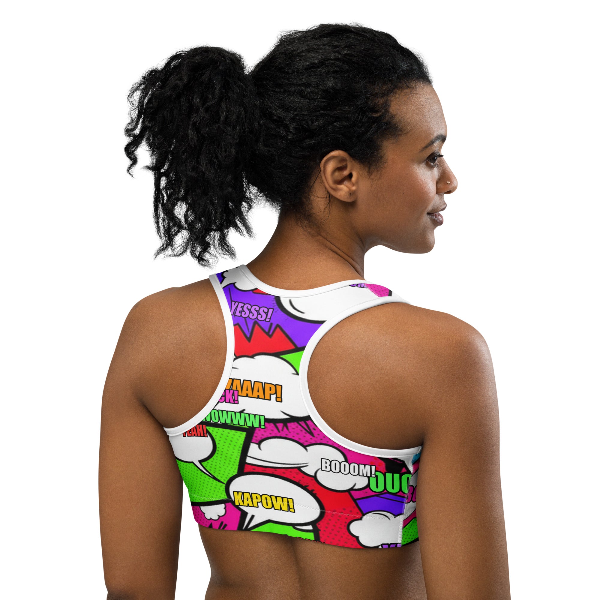 Comic Pop Neon Pink Sports Bra | GearBunch