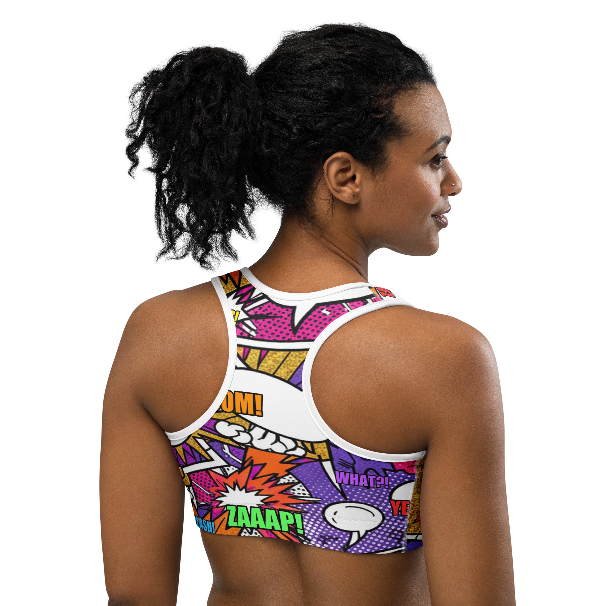Comic Strip Disco Funk Sports Bra | GearBunch