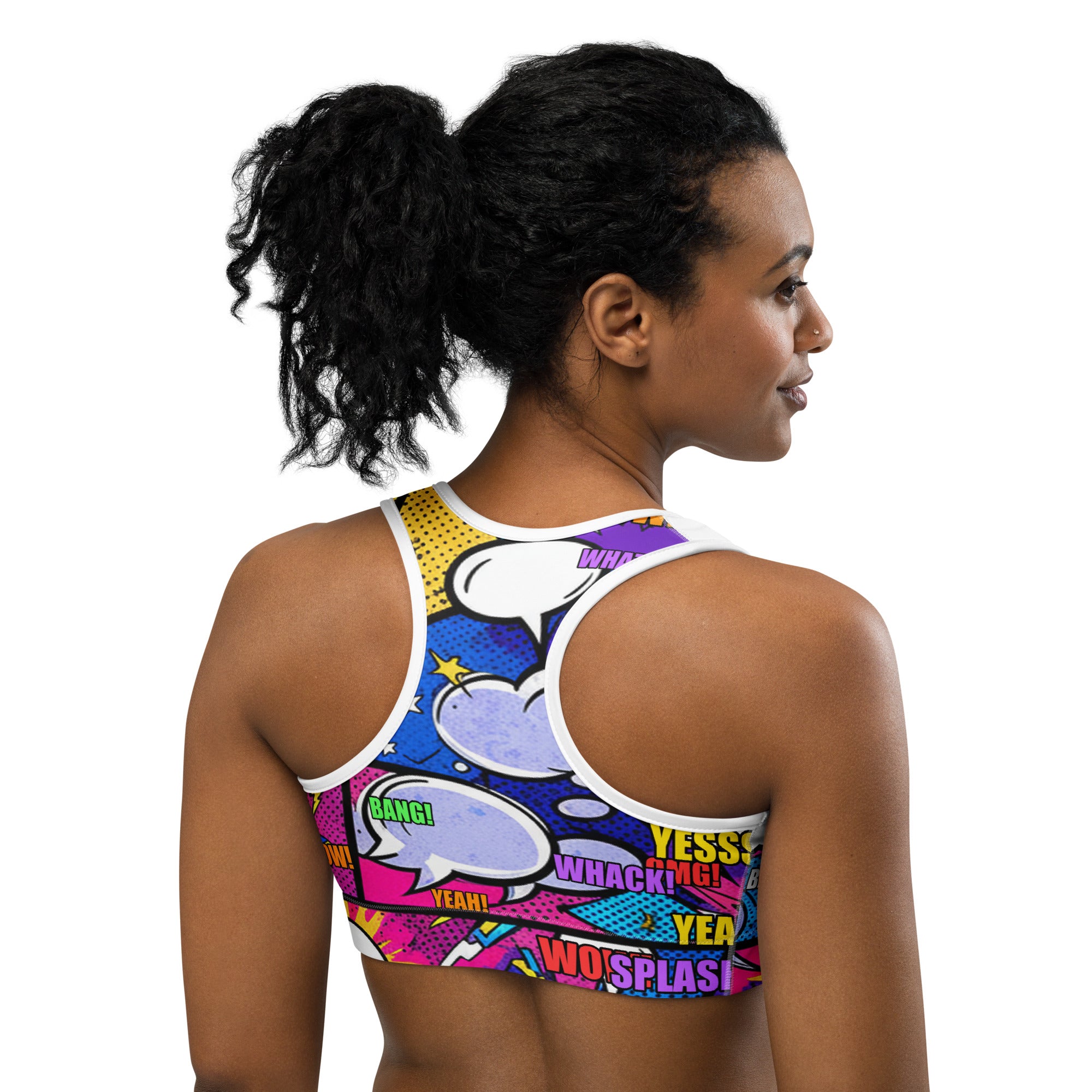 Comic Strip Cosmic Boom Sports Bra | GearBunch