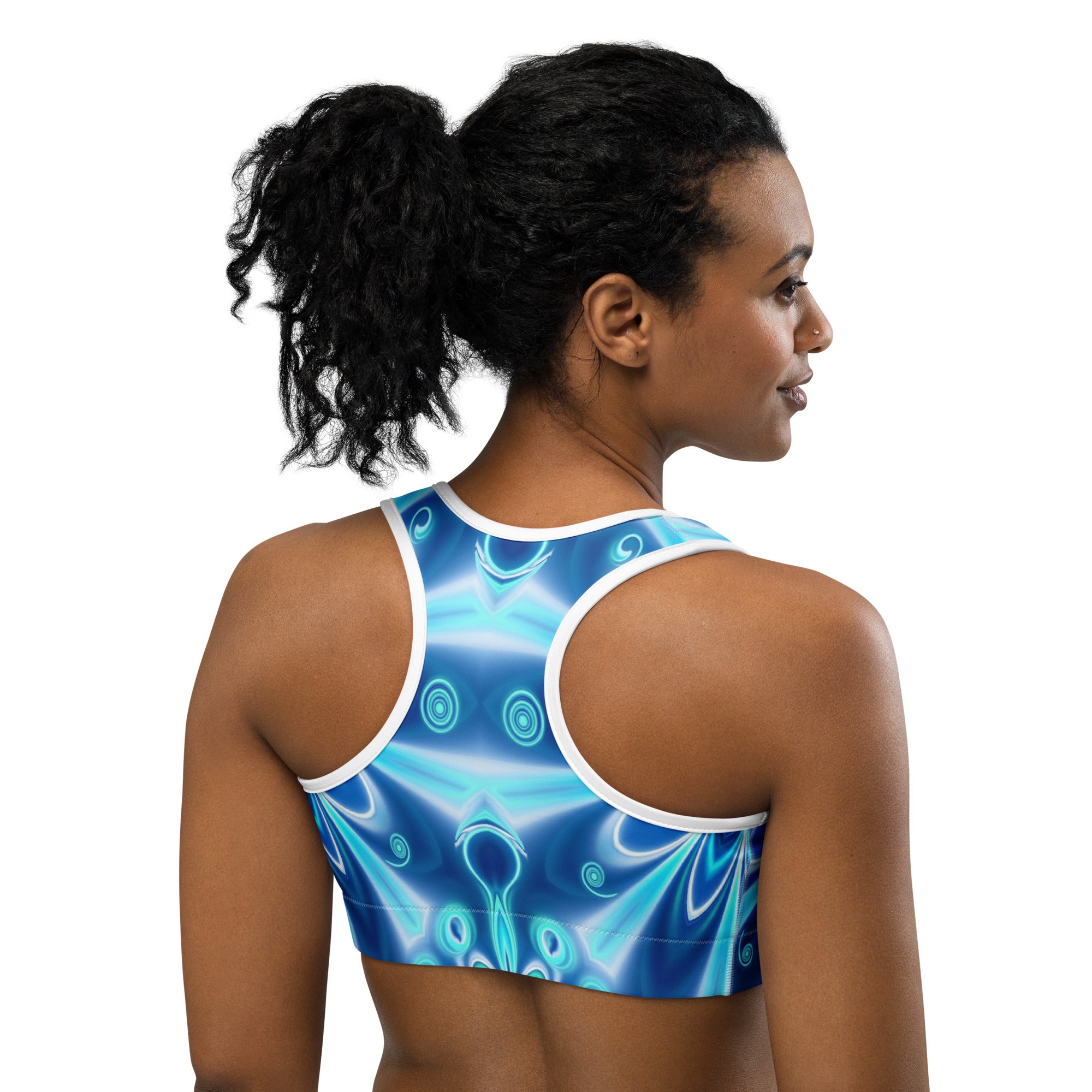 Psychedelic Electric Ocean Sports Bra | GearBunch