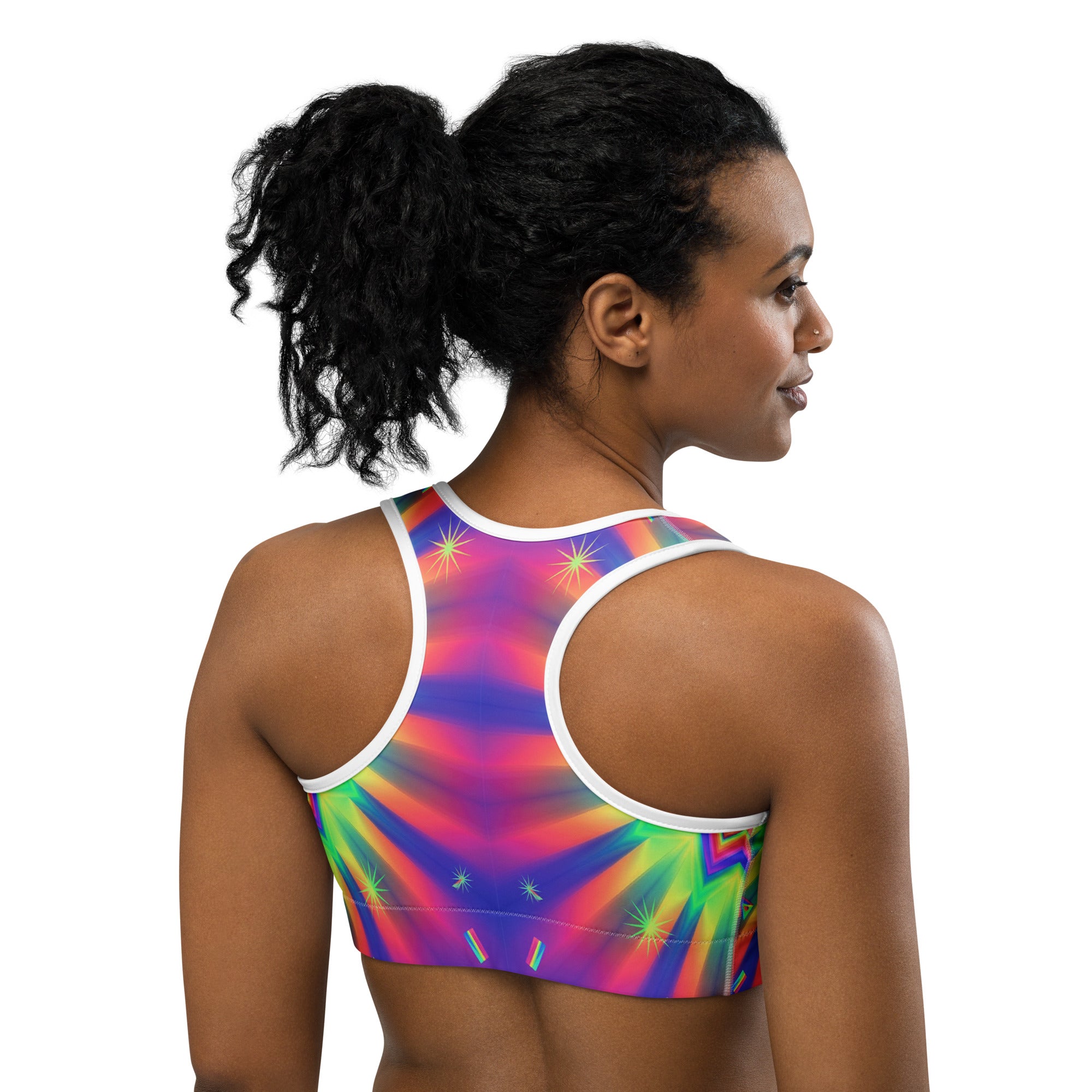 Psychedelic Starburst Prism Sports Bra | GearBunch