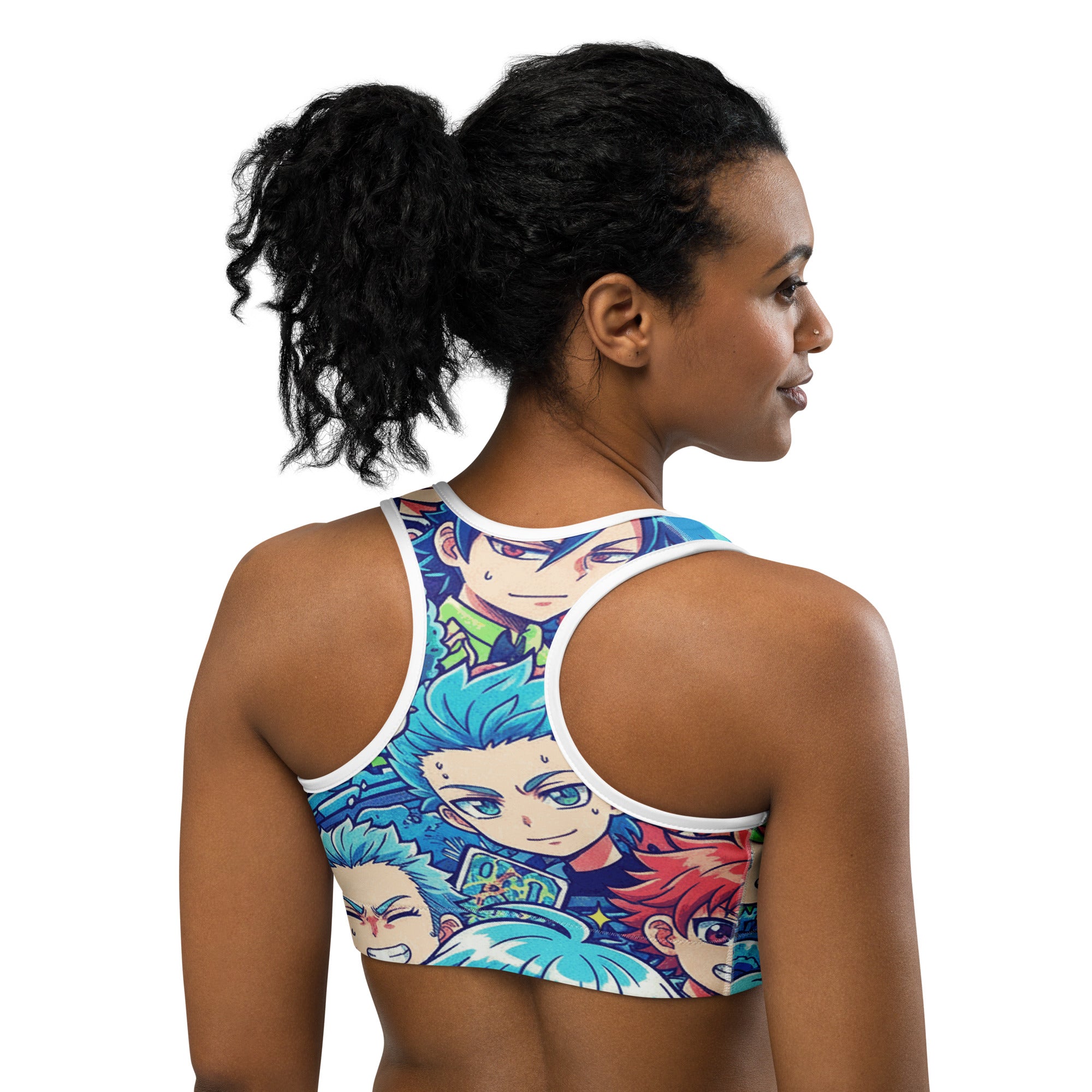 Anime Ocean Wave Sports Bra | GearBunch