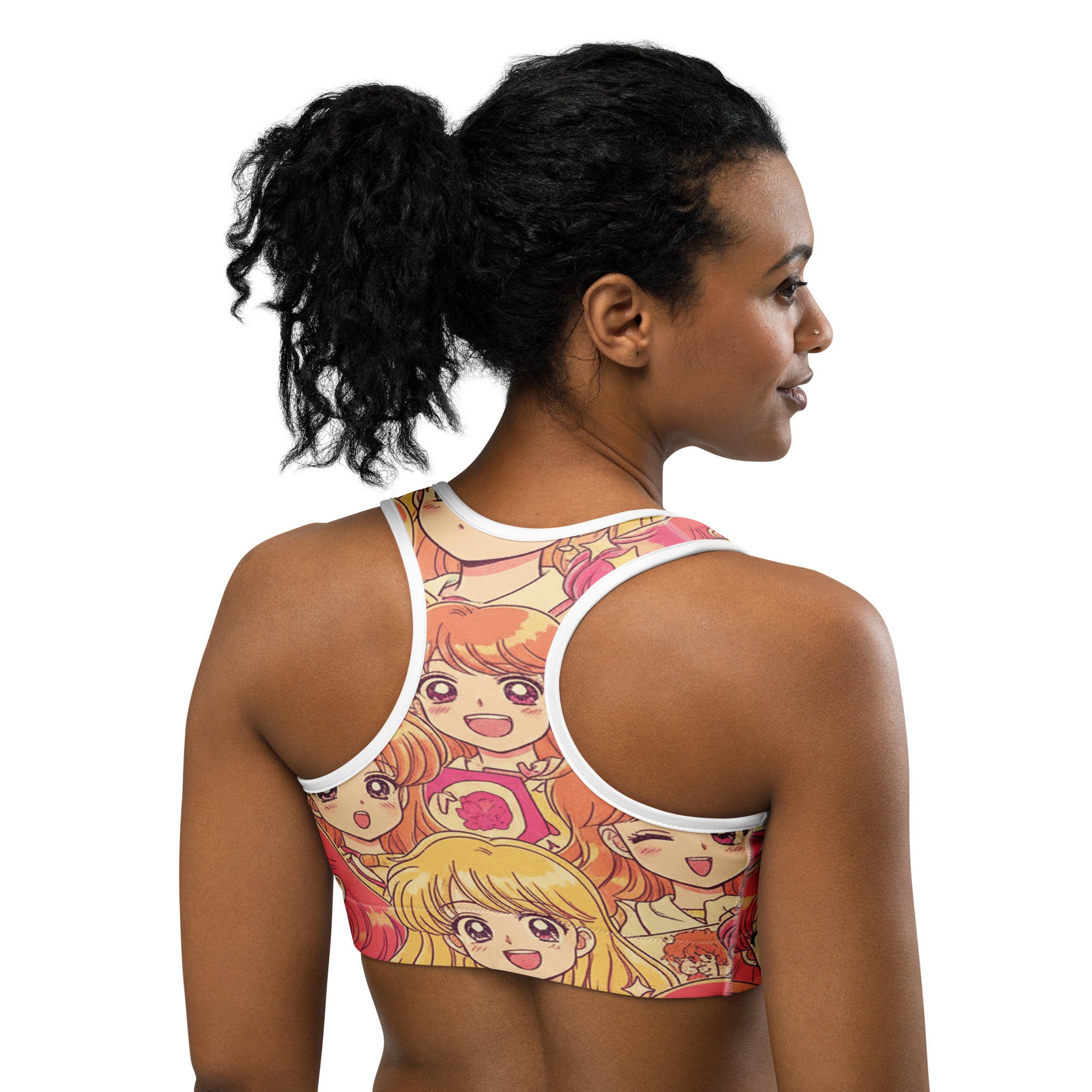Anime Collage Retro Shojo Sports Bra | GearBunch