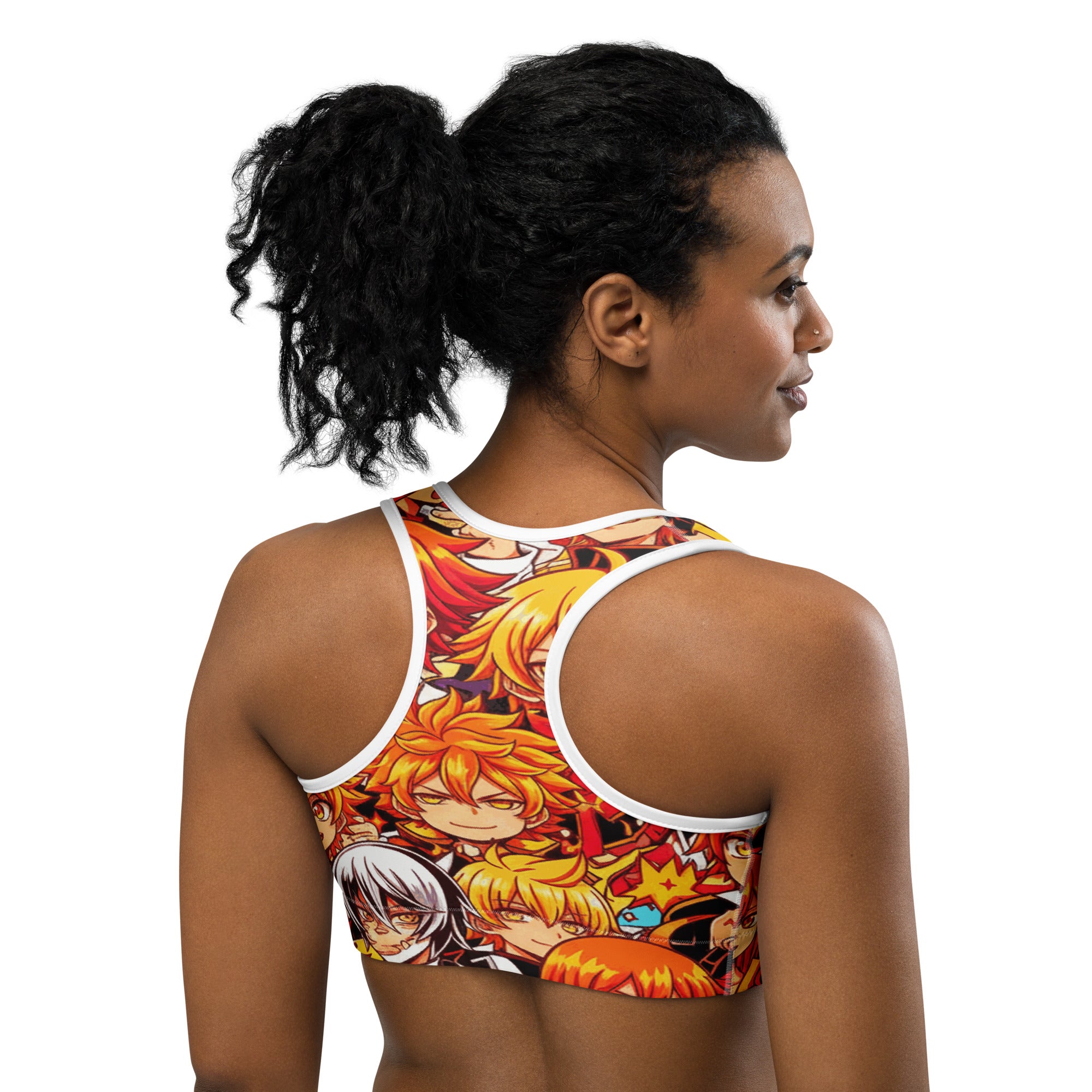 Anime Collage Fire Spirit Sports Bra | GearBunch