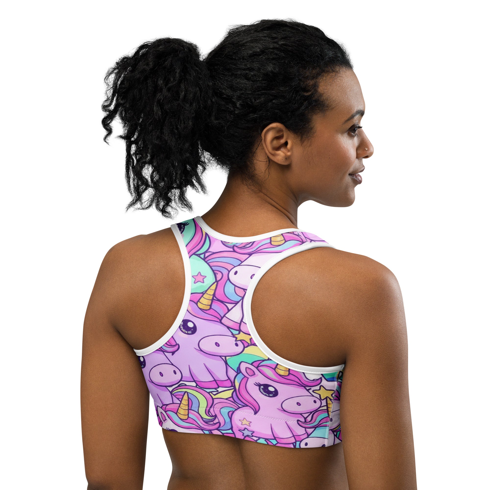 Vibrant Unicorn Rainbow Party Sports Bra | GearBunch