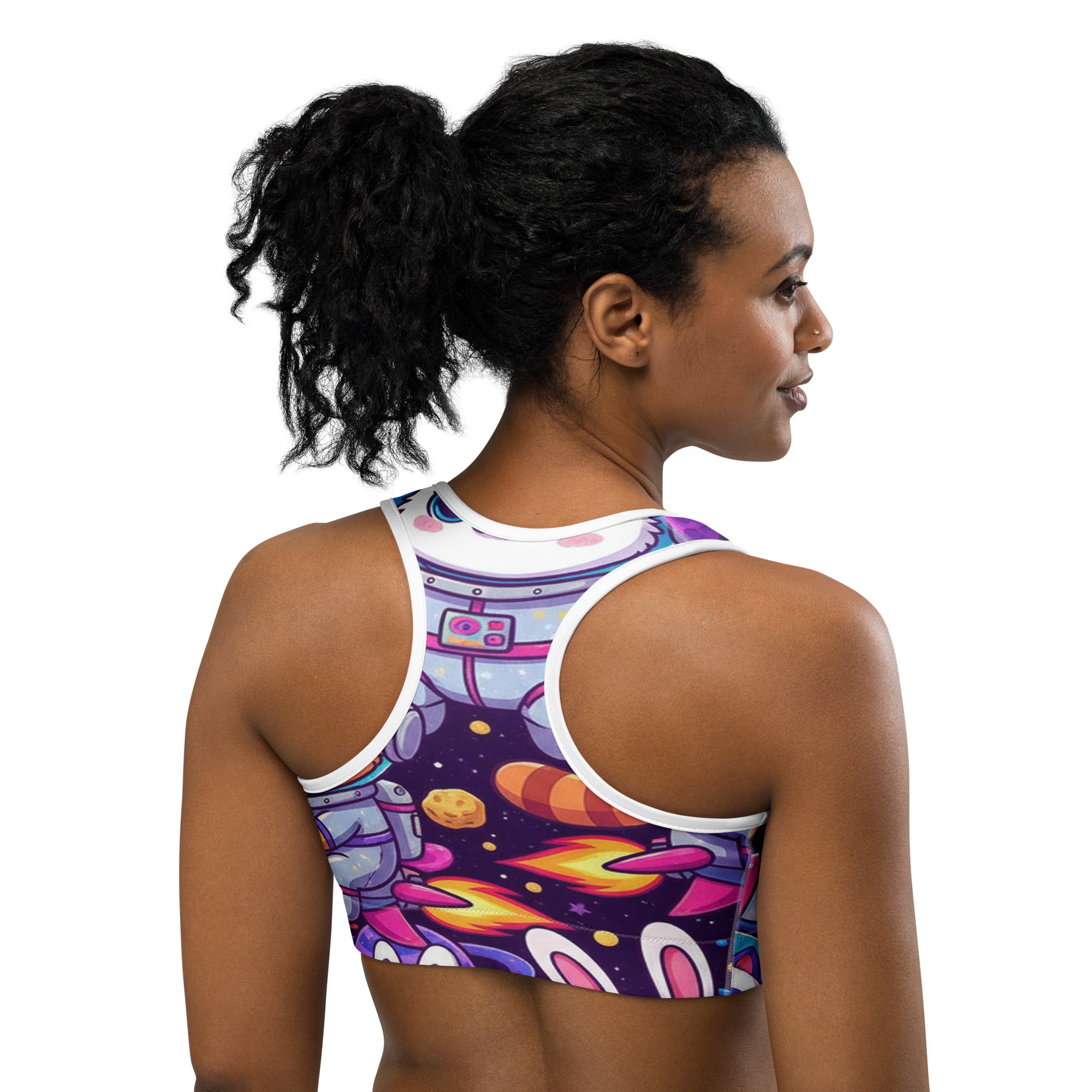 Vibrant Space Animals Sports Bra | GearBunch