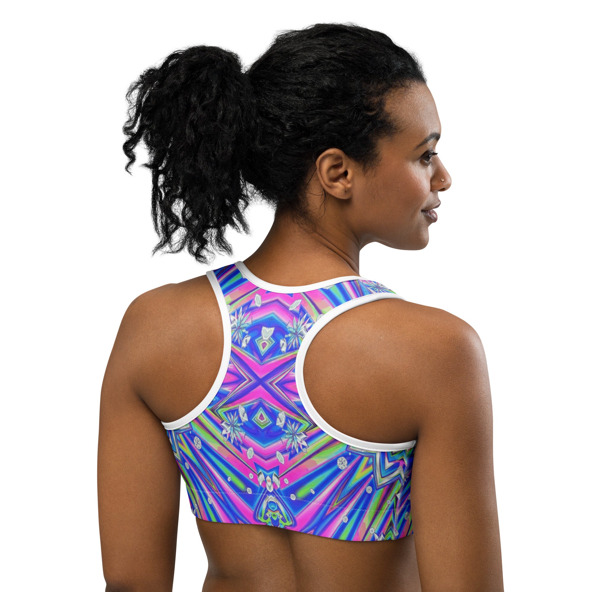Psychedelic Chrome Spectrum Sports Bra | GearBunch