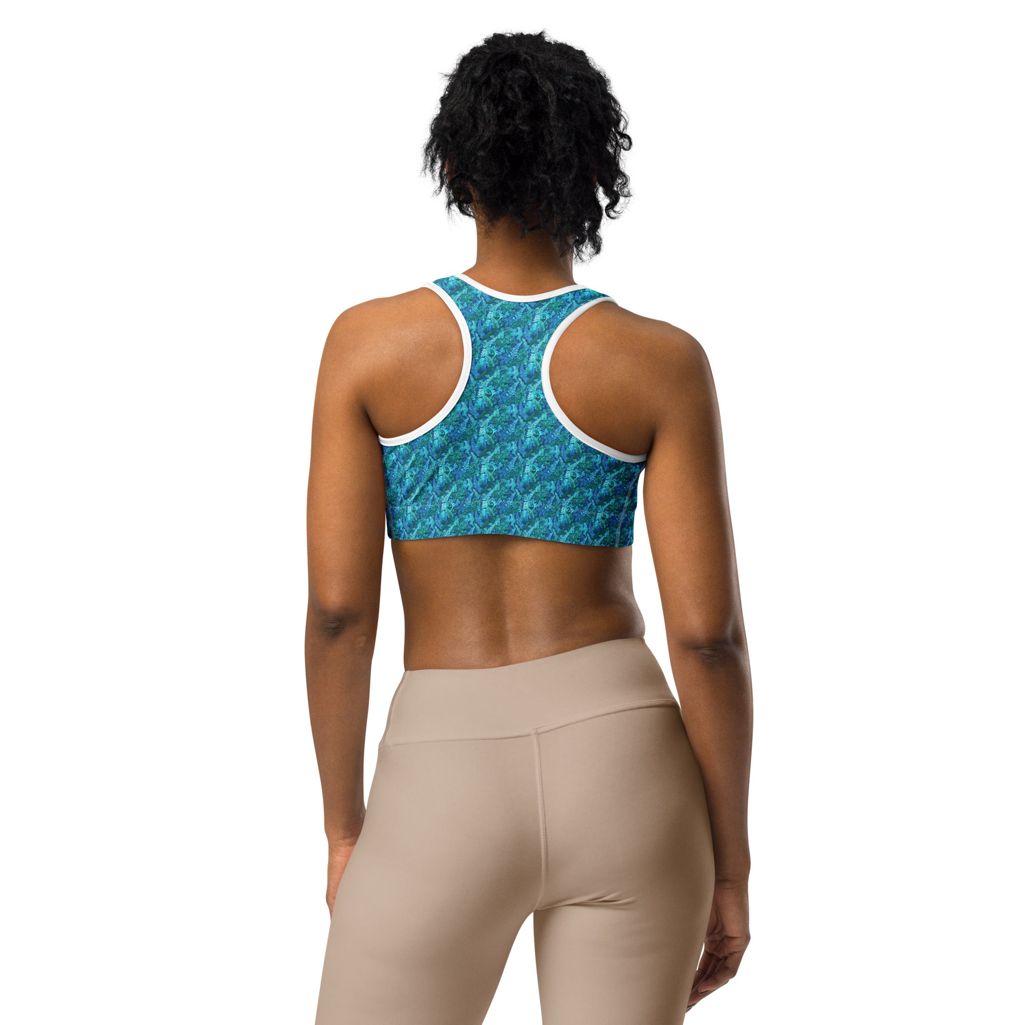 Electrik Blue Ferns Sports Bra | GearBunch