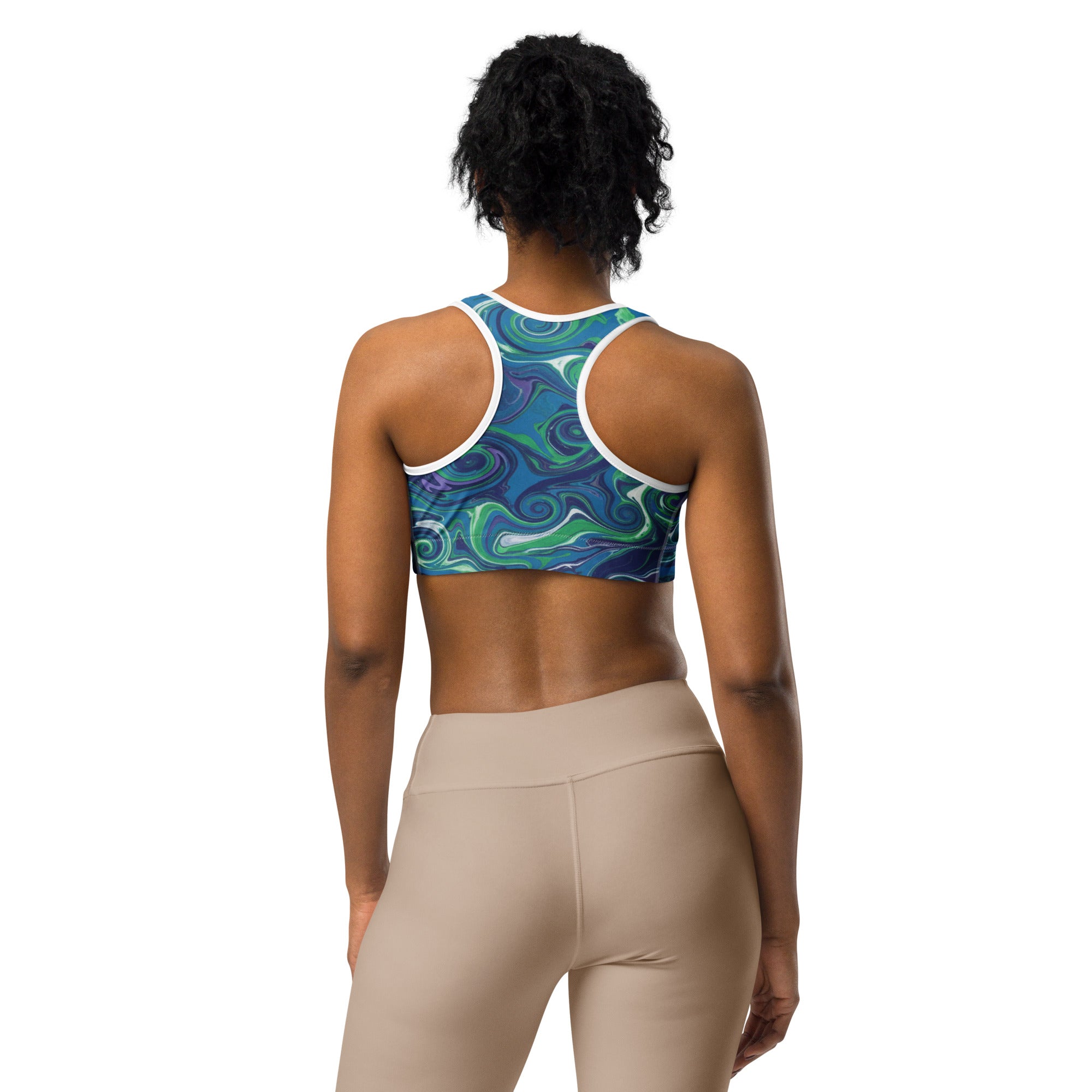 Liquid Marble Arctic Aurora Sports Bra | GearBunch