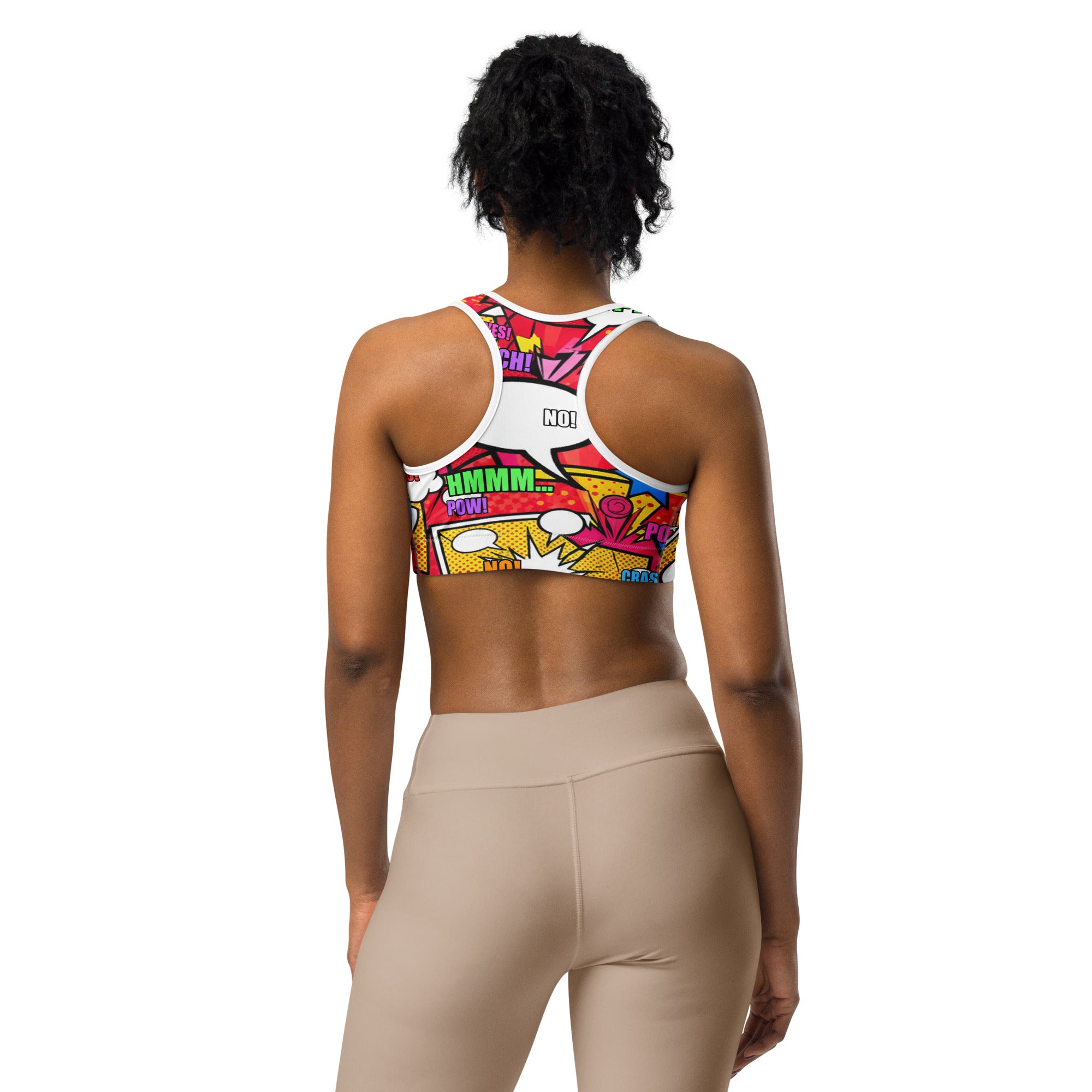 Comic Pop Retro Red Sports Bra | GearBunch