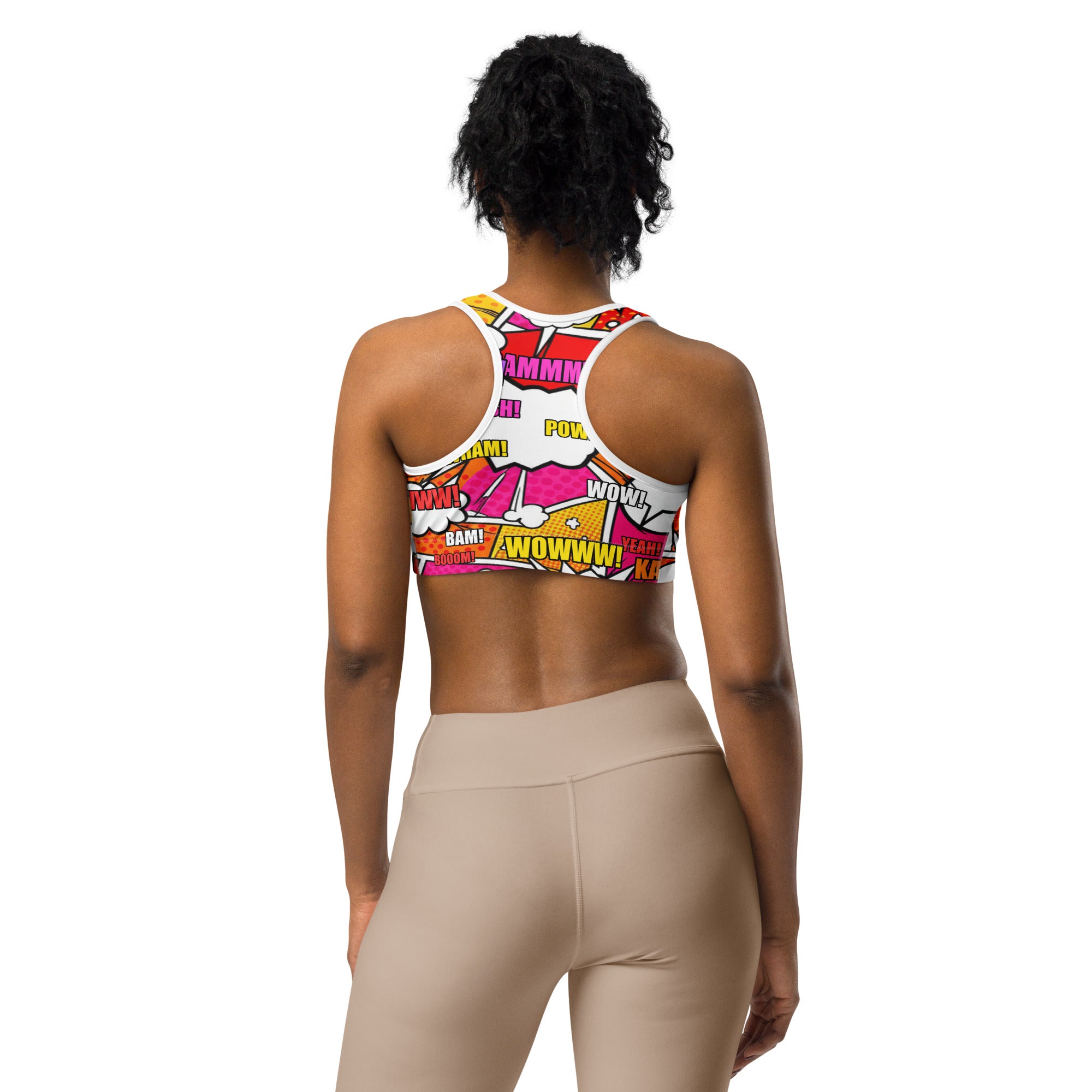 Comic Pop Sunset Orange Sports Bra | GearBunch