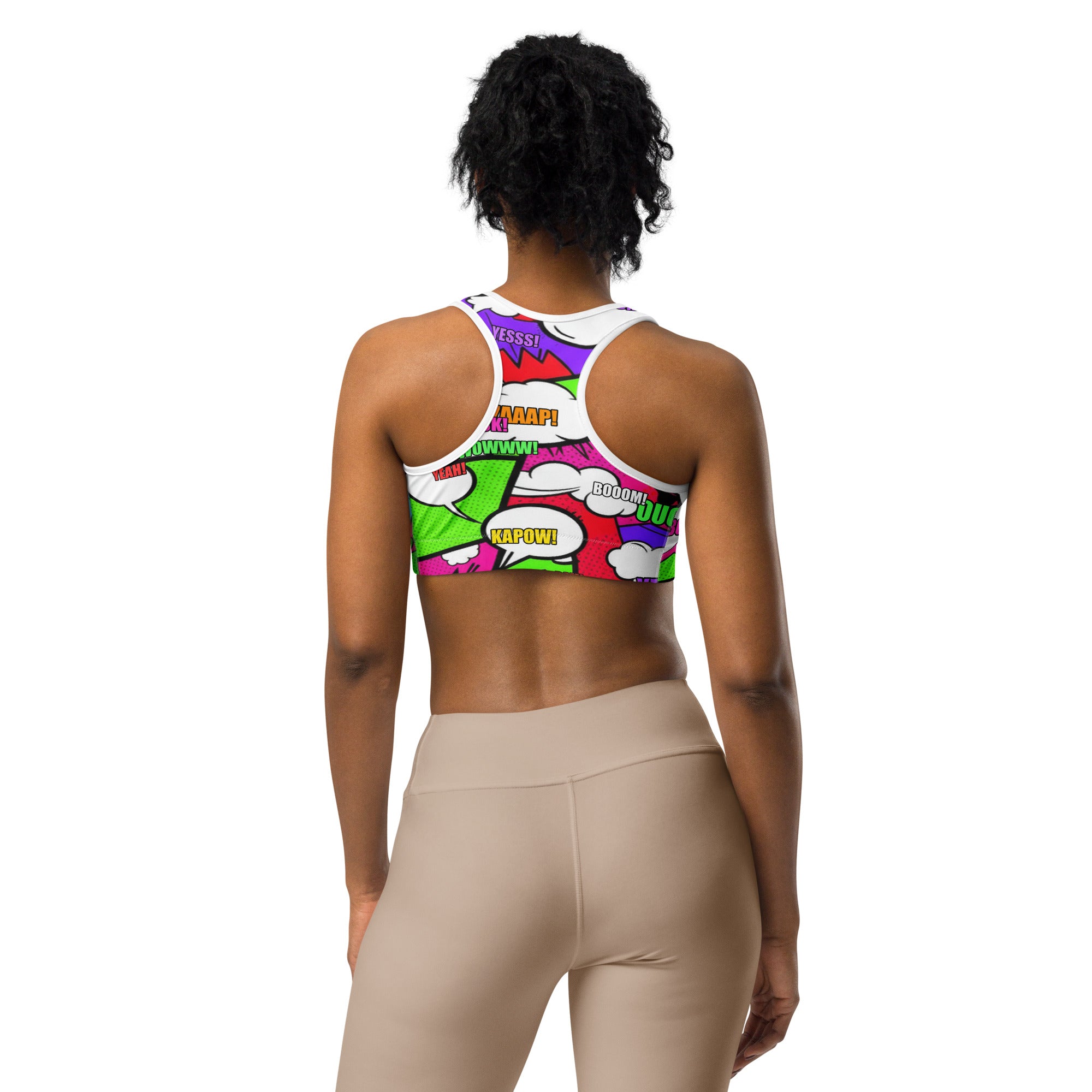 Comic Pop Neon Pink Sports Bra | GearBunch