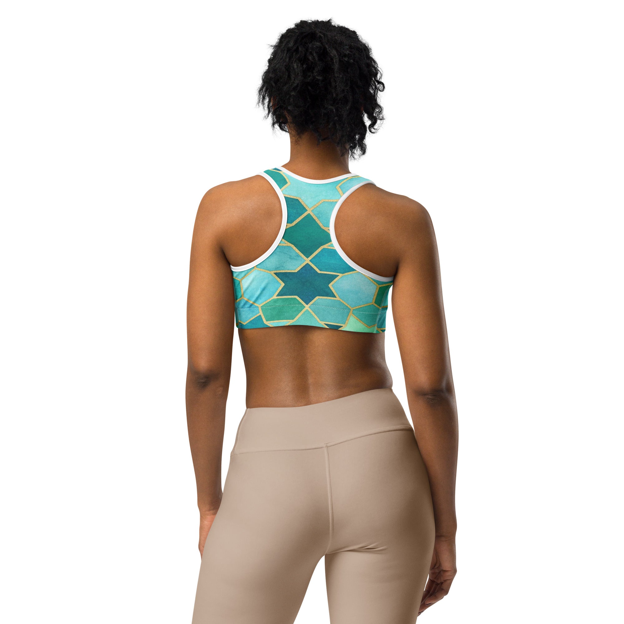 Arabic Watercolour Lagoon Sports Bra | GearBunch