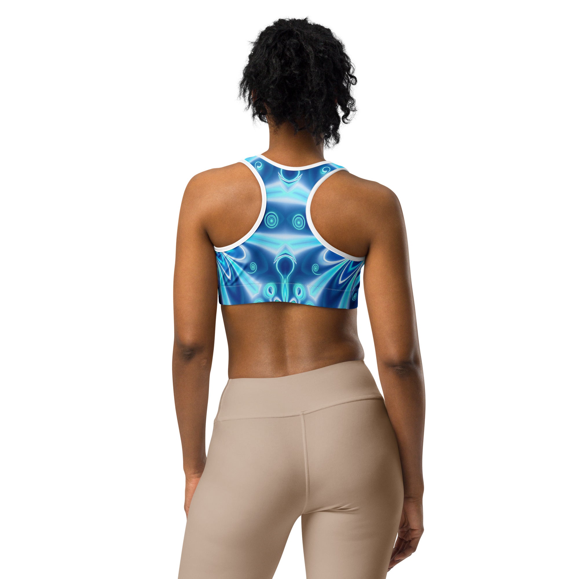 Psychedelic Electric Ocean Sports Bra | GearBunch