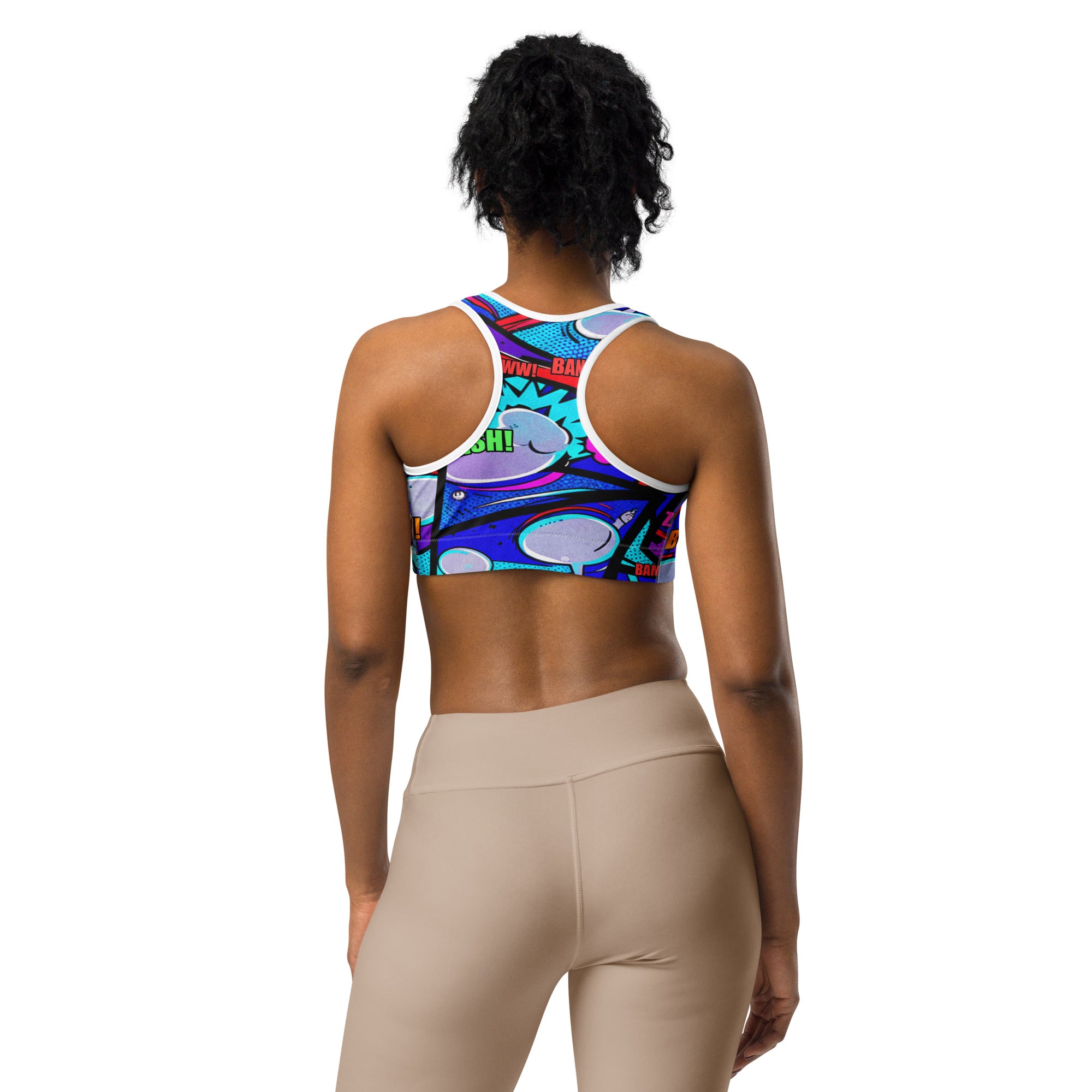 Comic Strip Space Battle Sports Bra | GearBunch