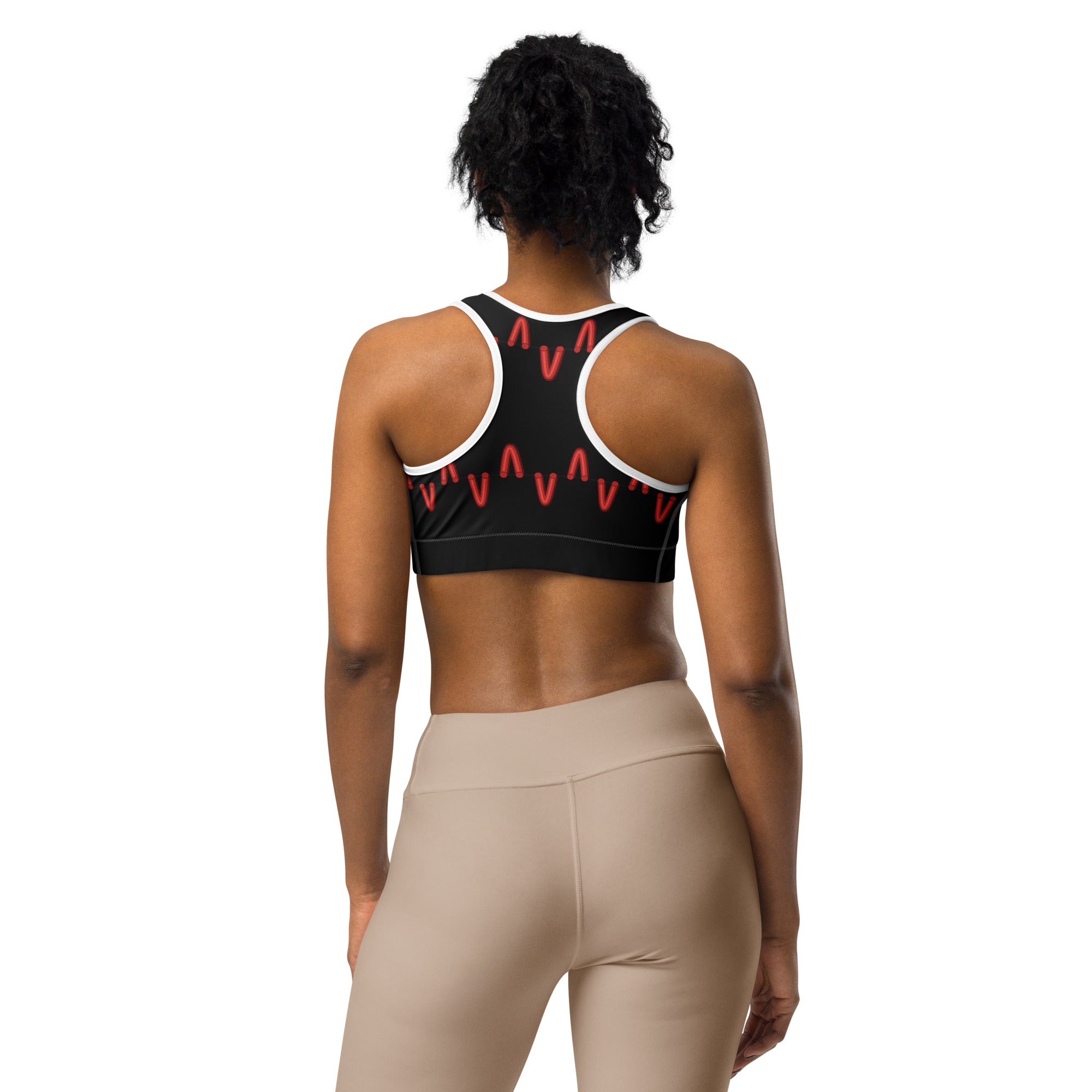 Black Baseball Stitches Sports Bra | GearBunch