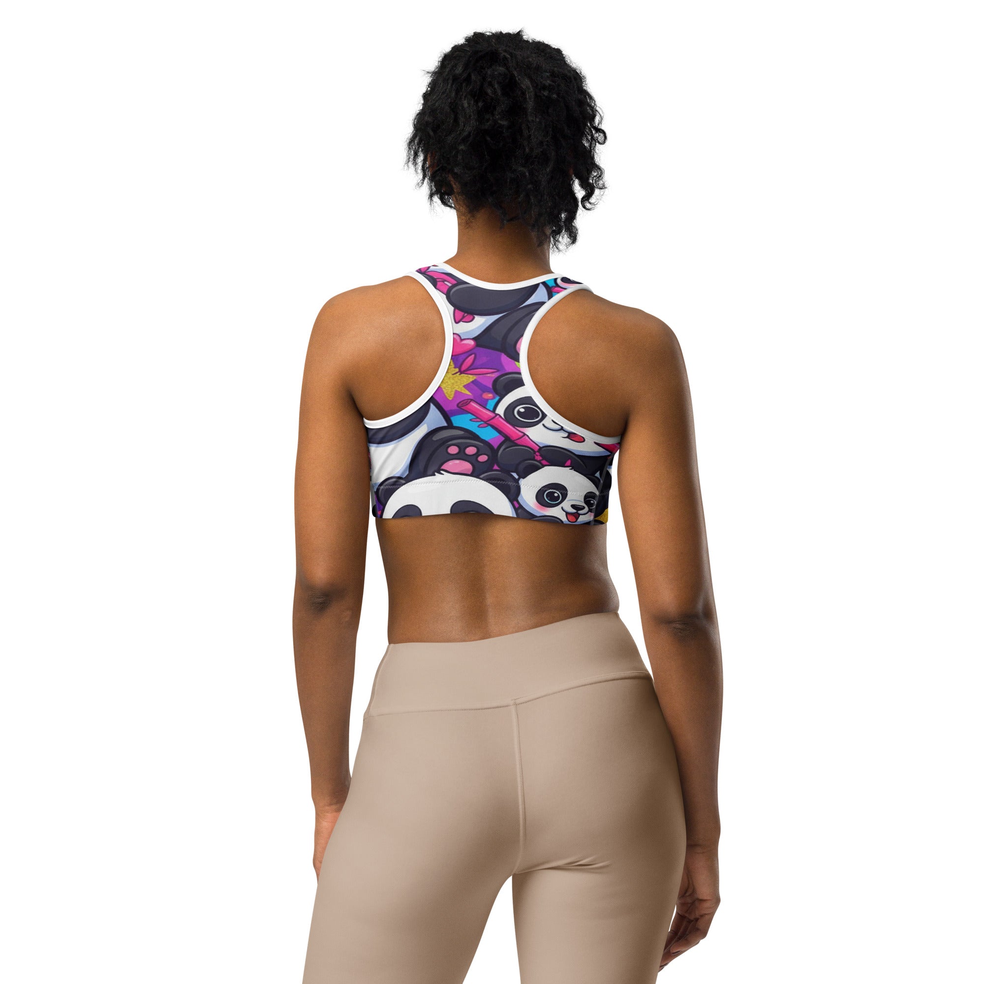 Vibrant Panda Party Sports Bra | GearBunch