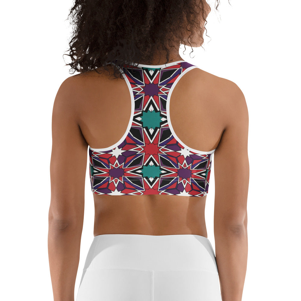 Zellige Crimson Teal Sports Bra | GearBunch