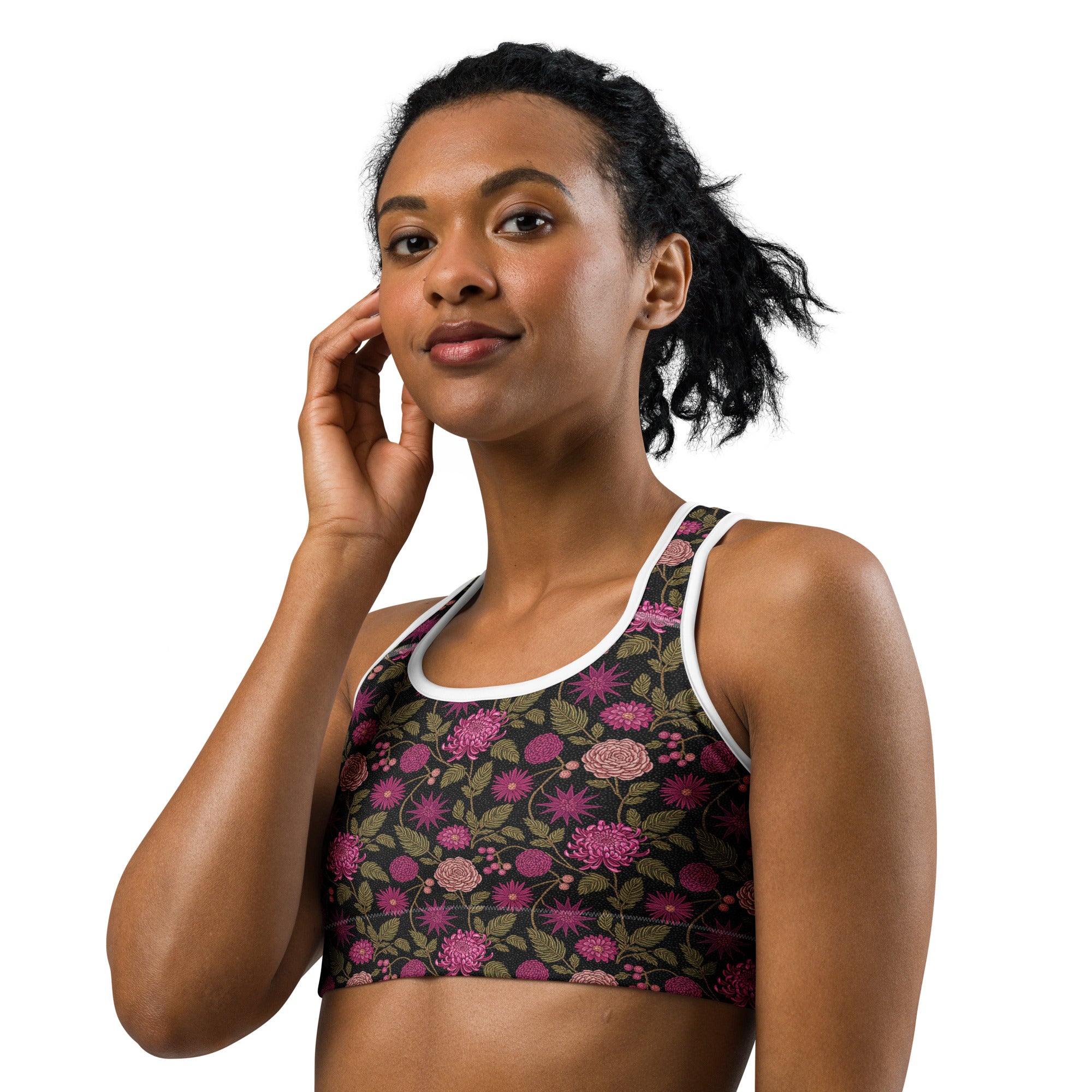 Midnight Peony Sports Bra | GearBunch