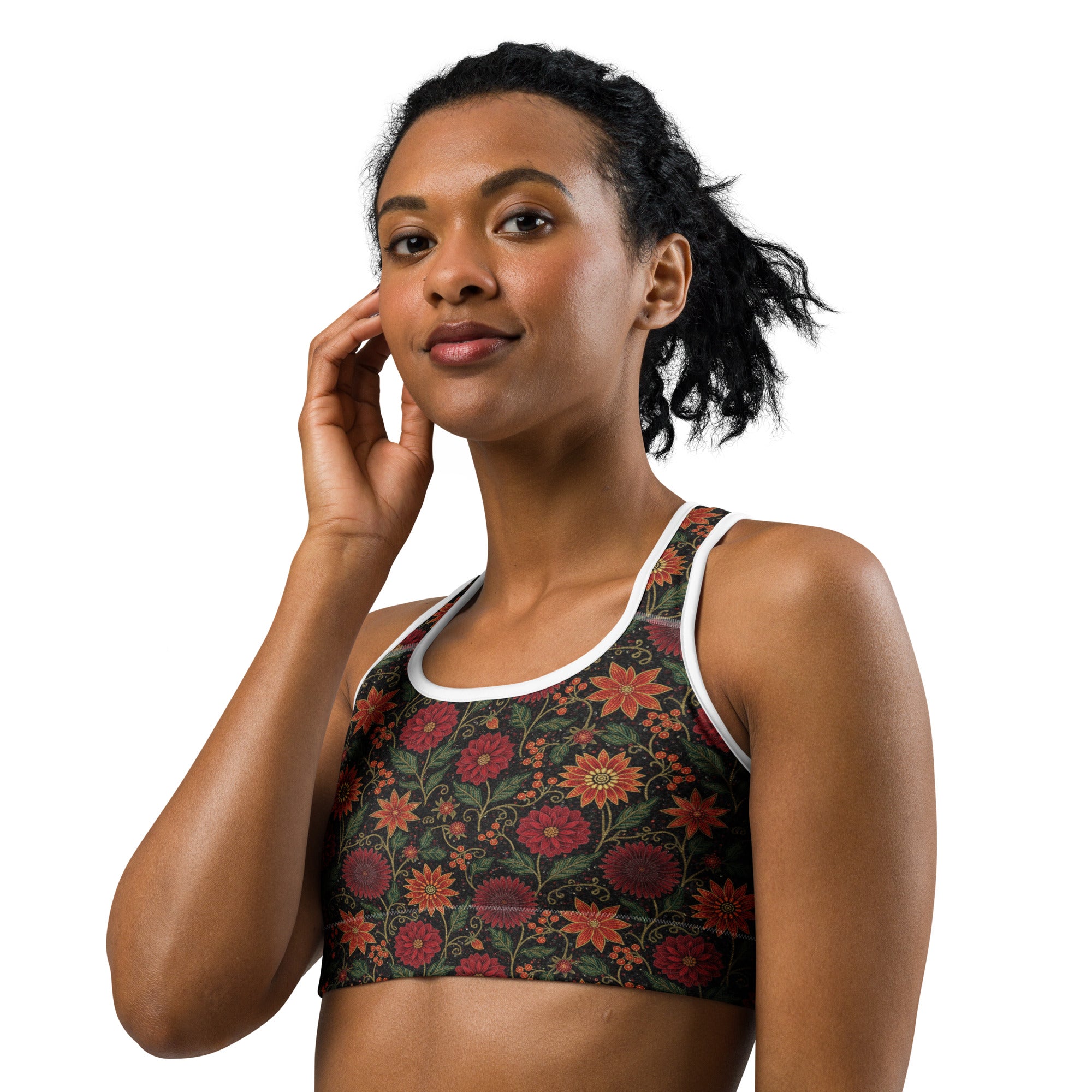 Crimson Paillette Fantasy Sports Bra | GearBunch