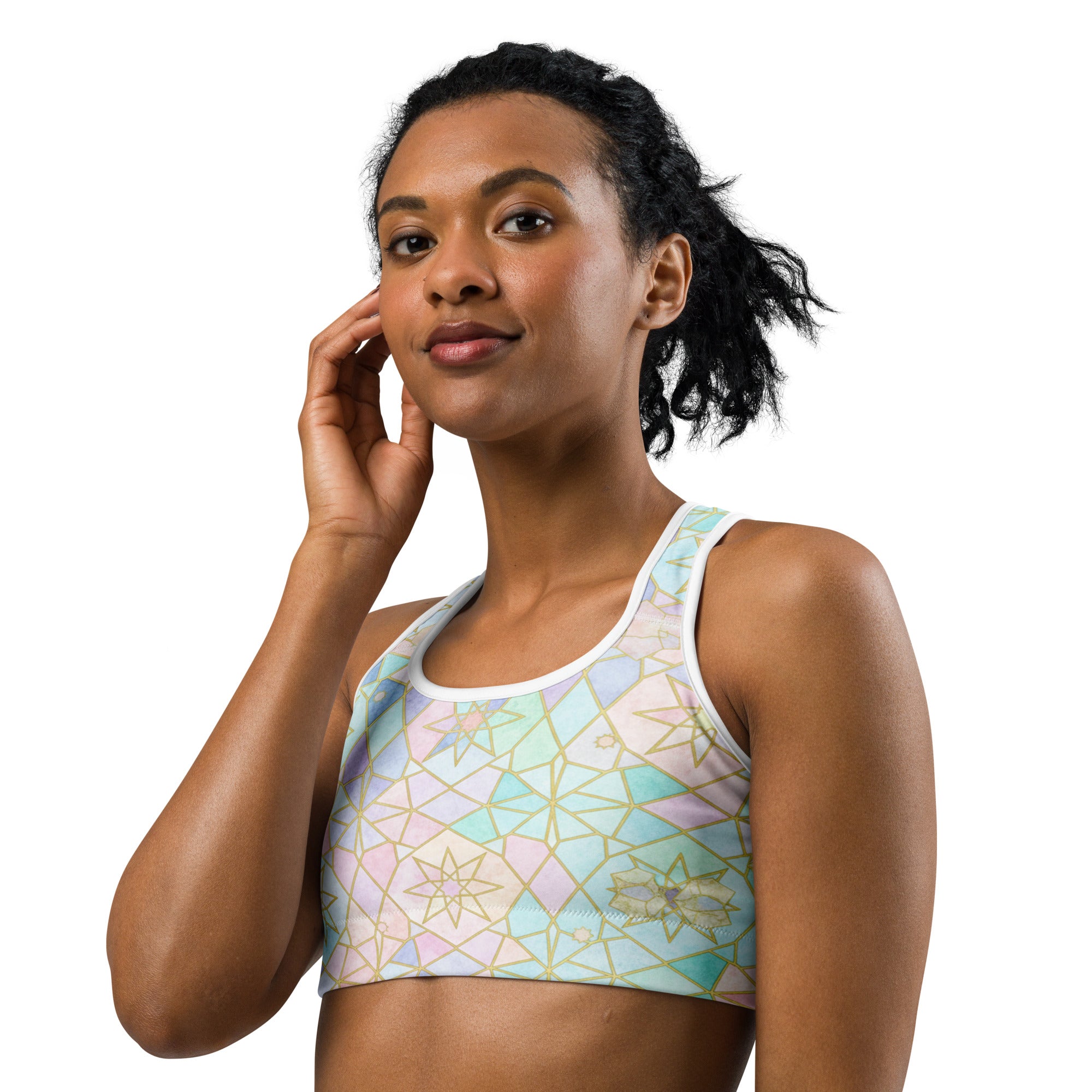 Arabic Rainbow Pastel Sports Bra | GearBunch