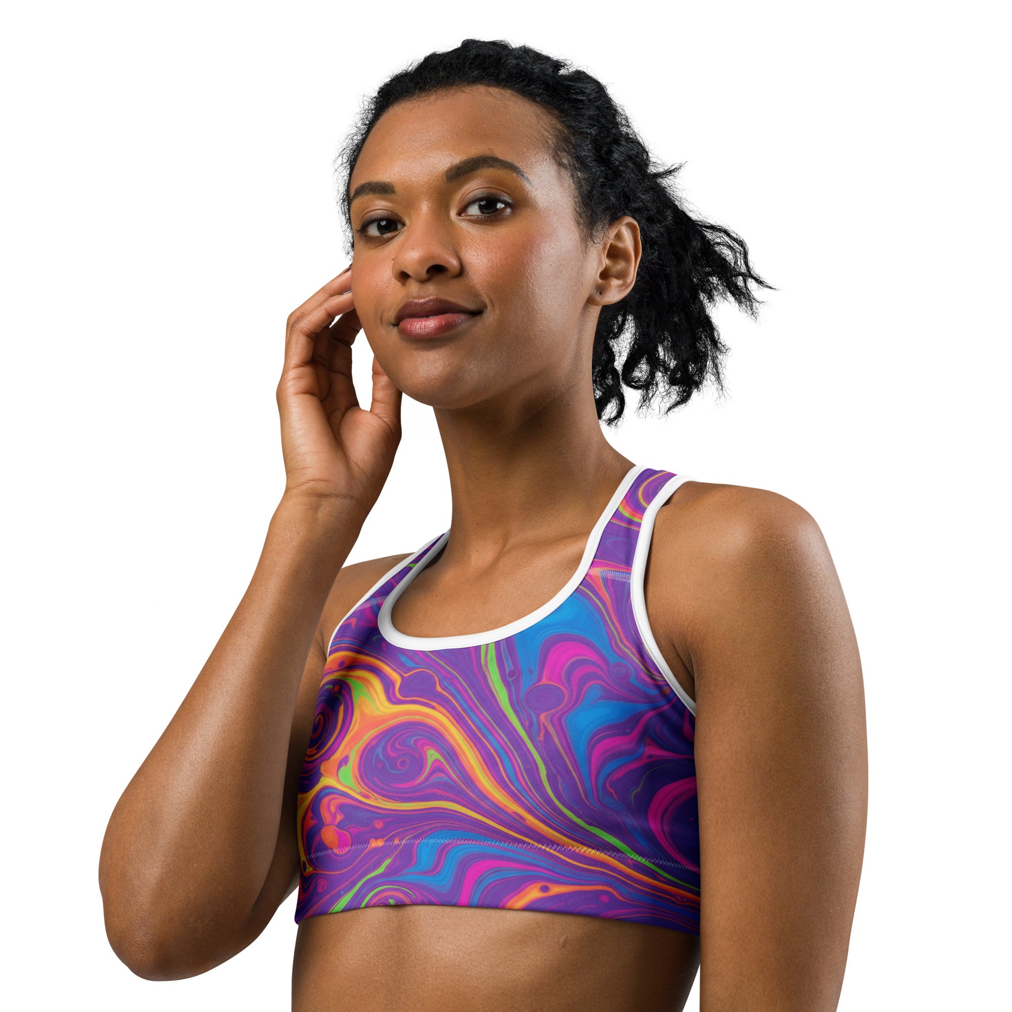Liquid Marble Neon Sports Bra | GearBunch
