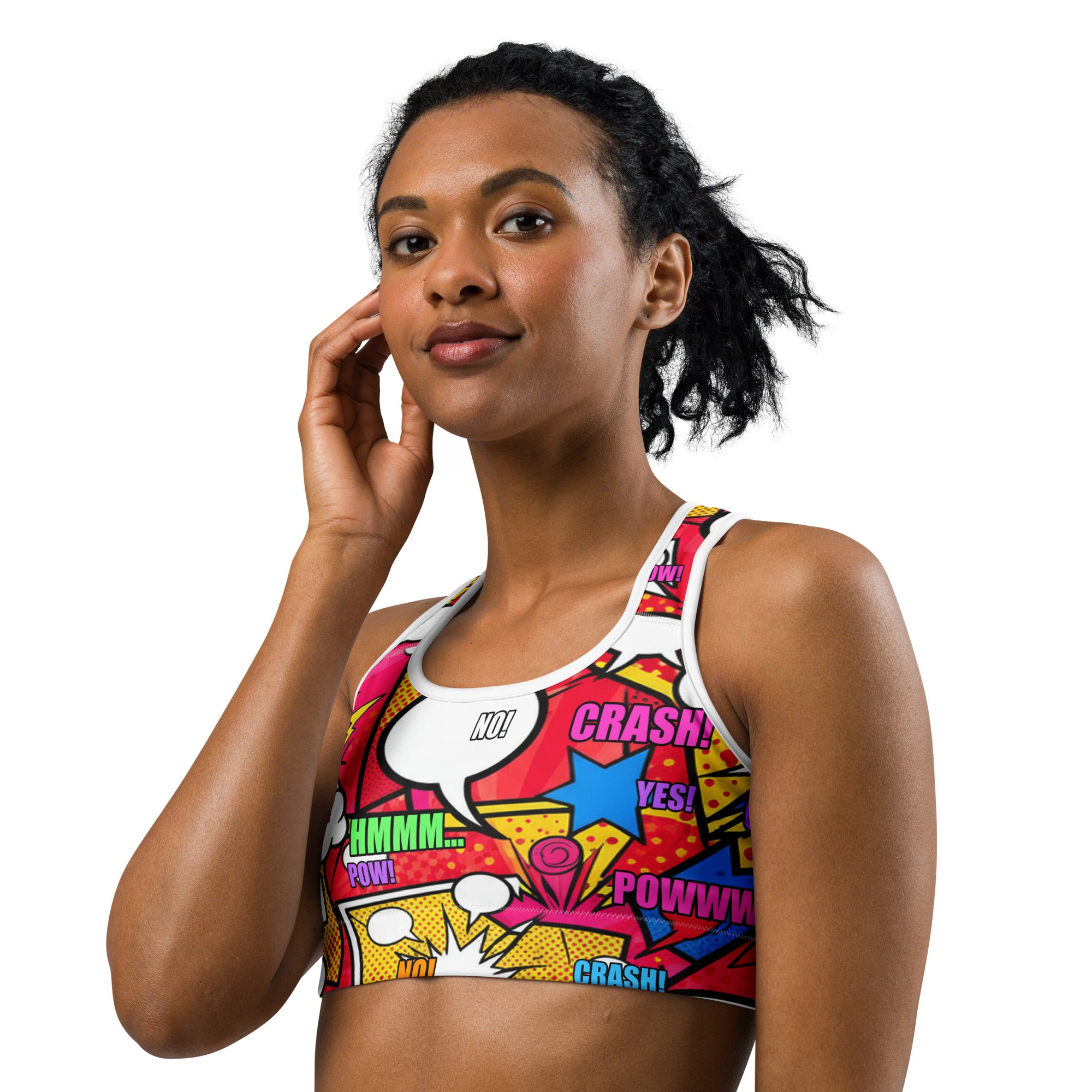 Comic Pop Retro Red Sports Bra | GearBunch