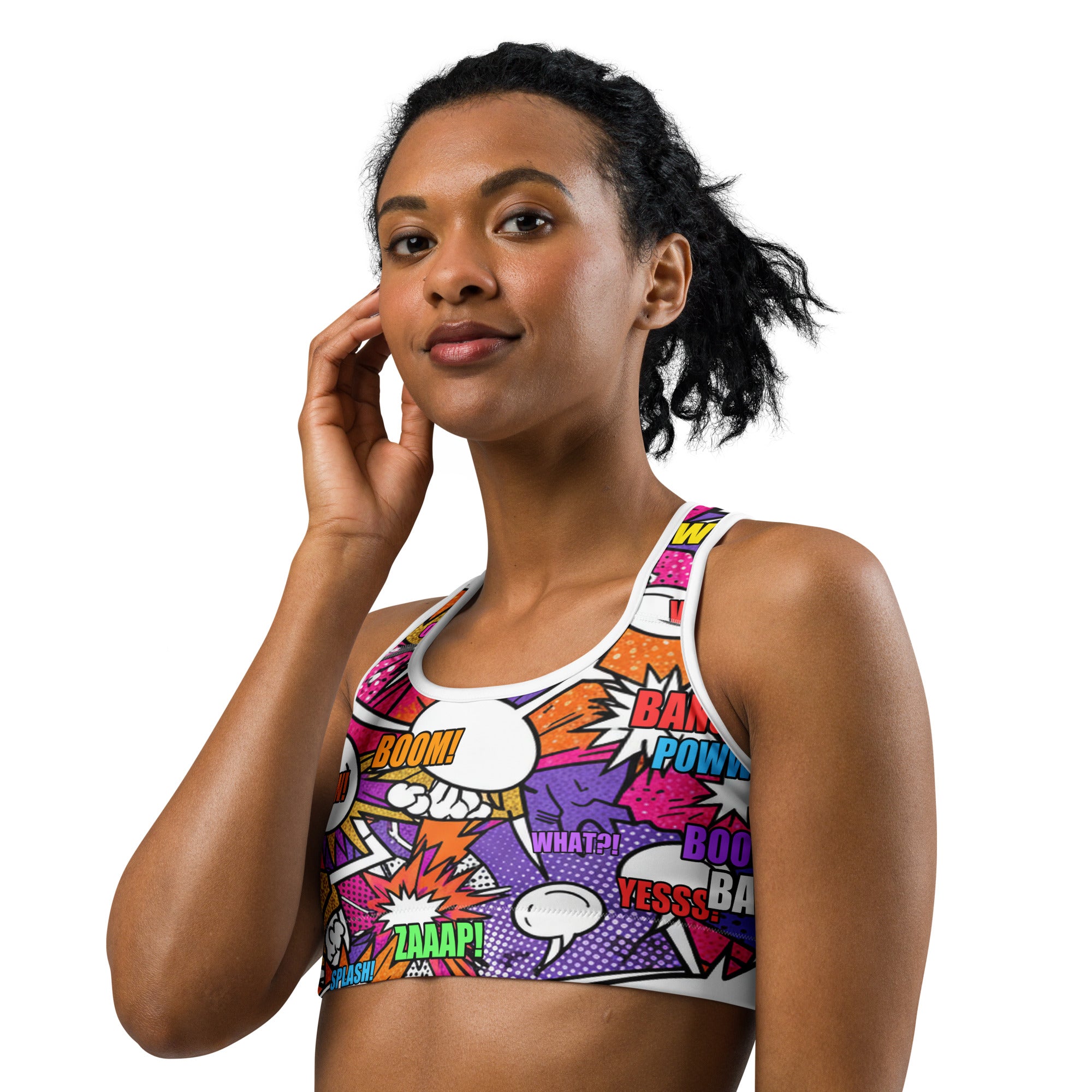 Comic Strip Disco Funk Sports Bra | GearBunch