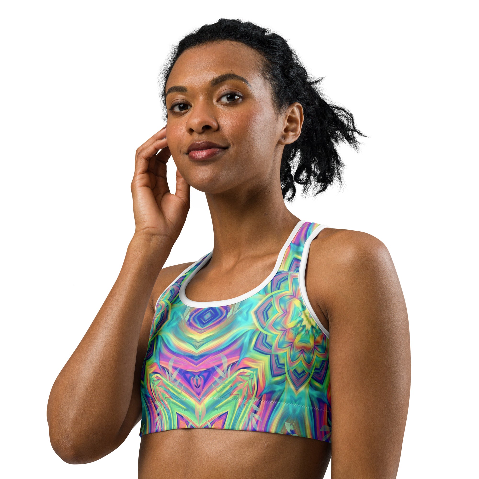 Psychedelic Tropical Laser Sports Bra | GearBunch